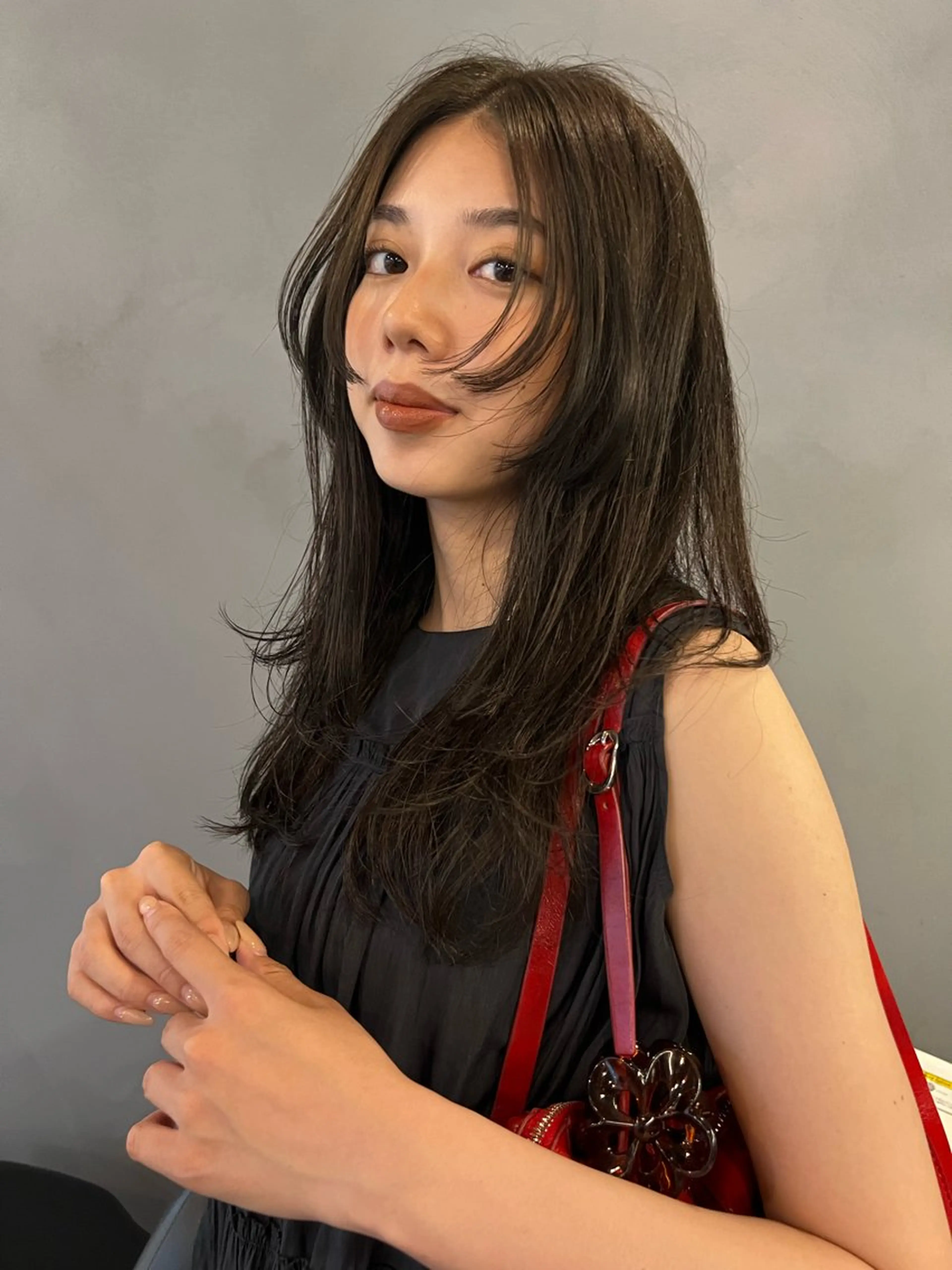 セミロング カラー 顔周りカット カット ヘアカラー 三谷 はるなのヘアスタイル