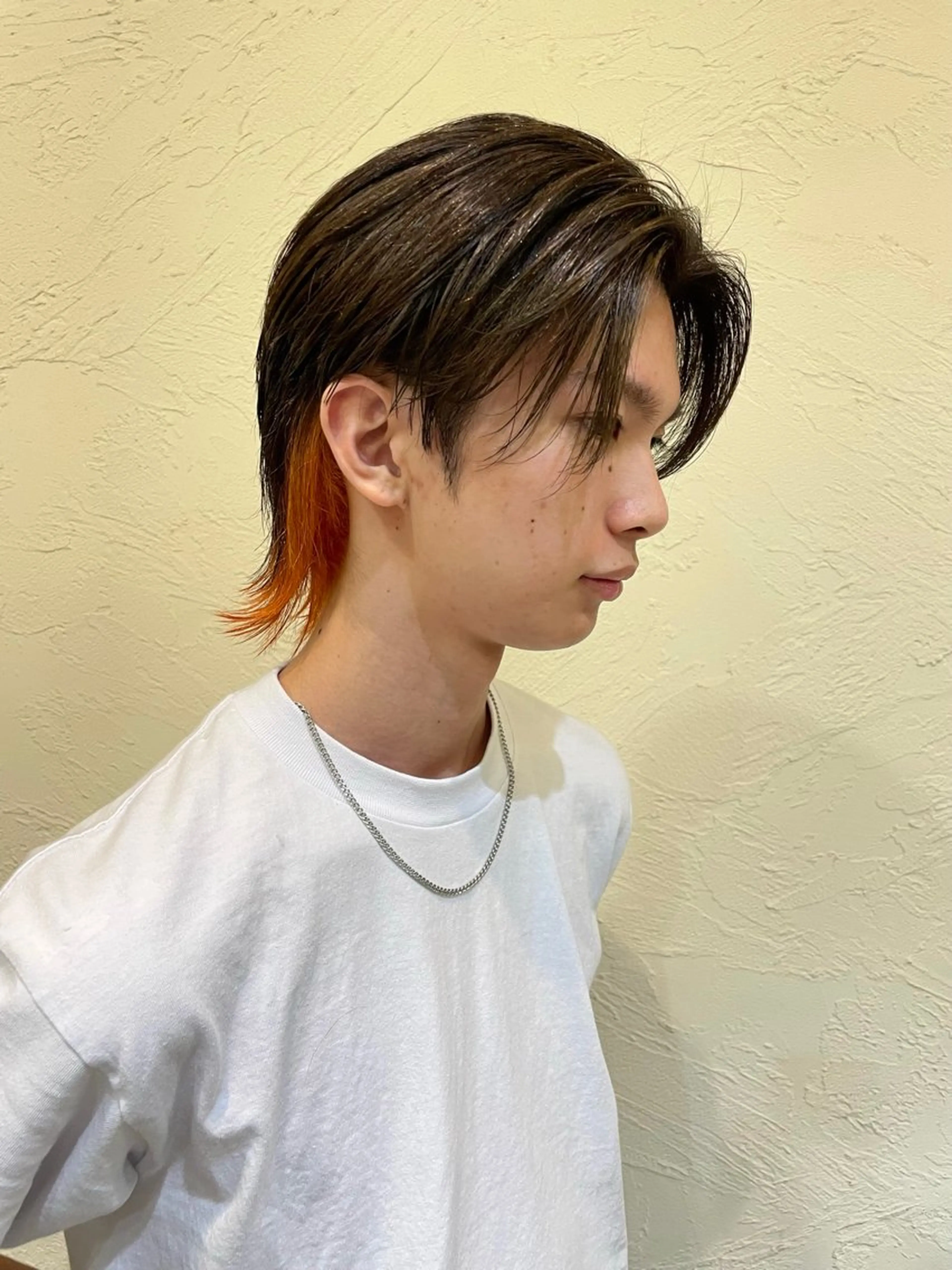 ショート カラー メンズ メンズブリーチ ブリーチ デザインカラー オレンジ ヘアカラー ハイトーン/デザイン カラー/るいのヘアスタイル