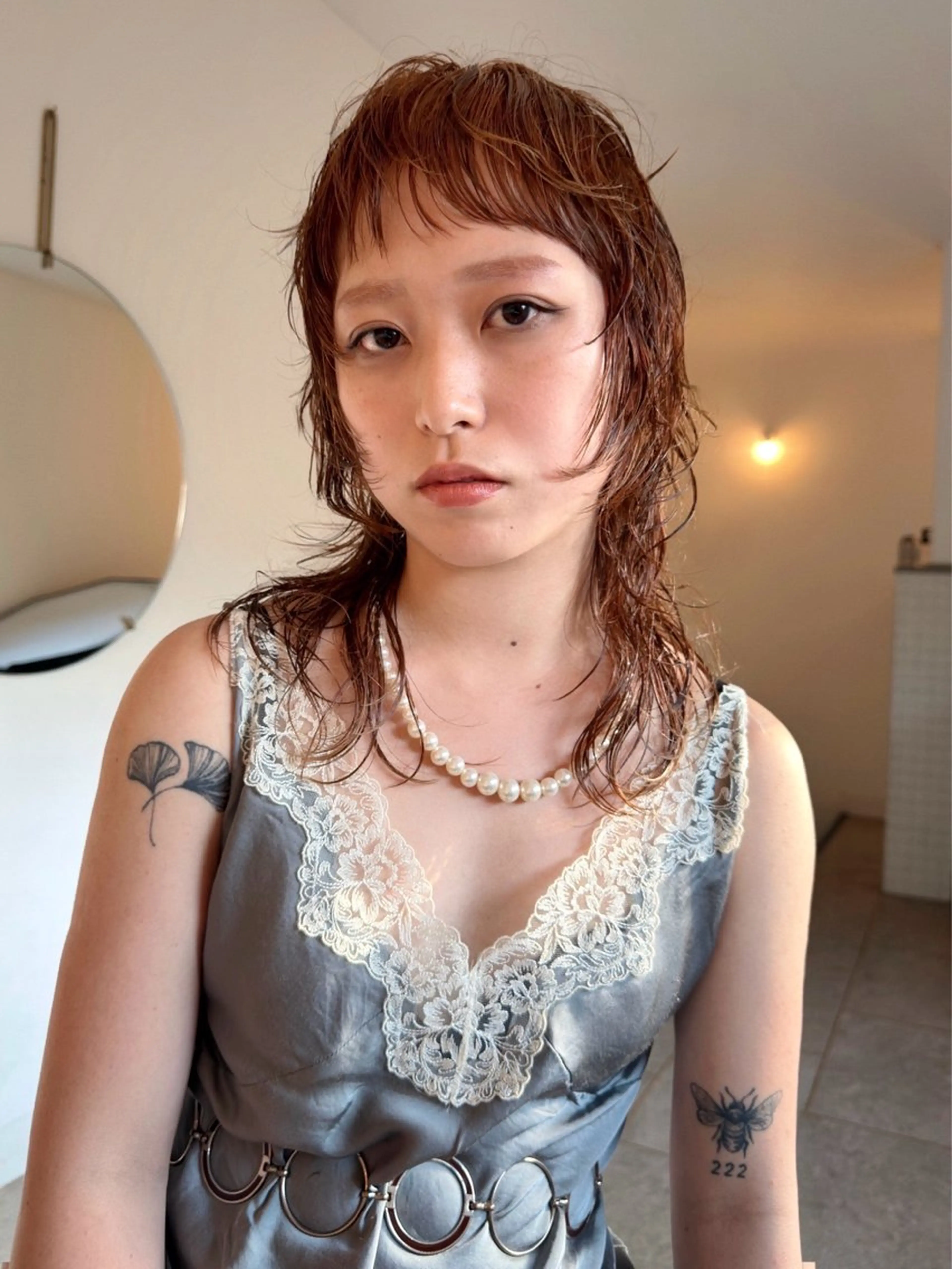 ミディアム カラー ブリーチ ブラウンカラー ブリーチなしカラー マレットヘア ウルフカット カット ヘアカラー トリートメント ブリーチ/レイヤー Kaito🦕【栄のヘアスタイル