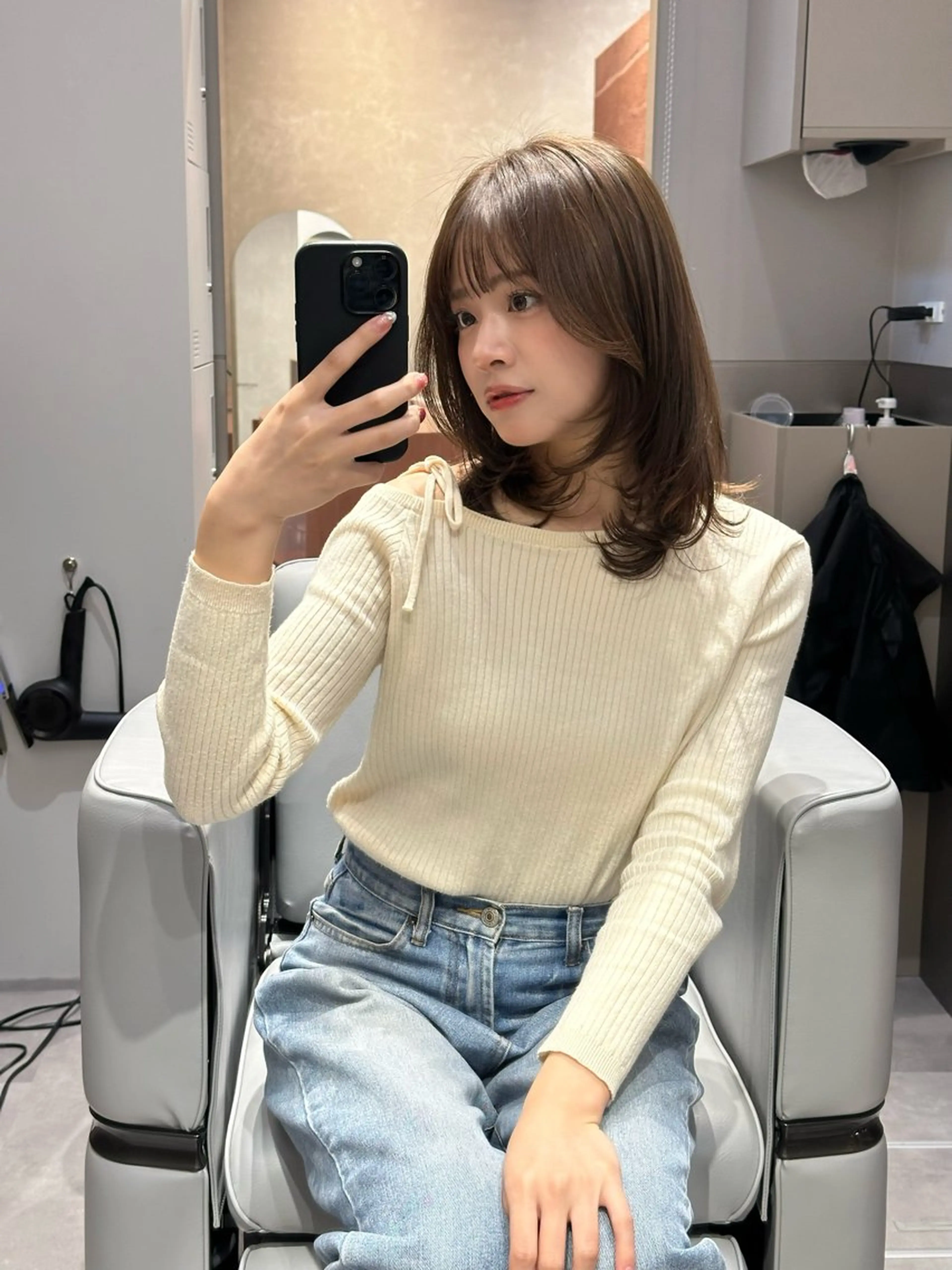 ミディアム カラー カット ヘアカラー トリートメント SALOWIN表参道　arist店所属・柔らか透け感カラー 🌿ムロヤリョウスケのヘアスタイル