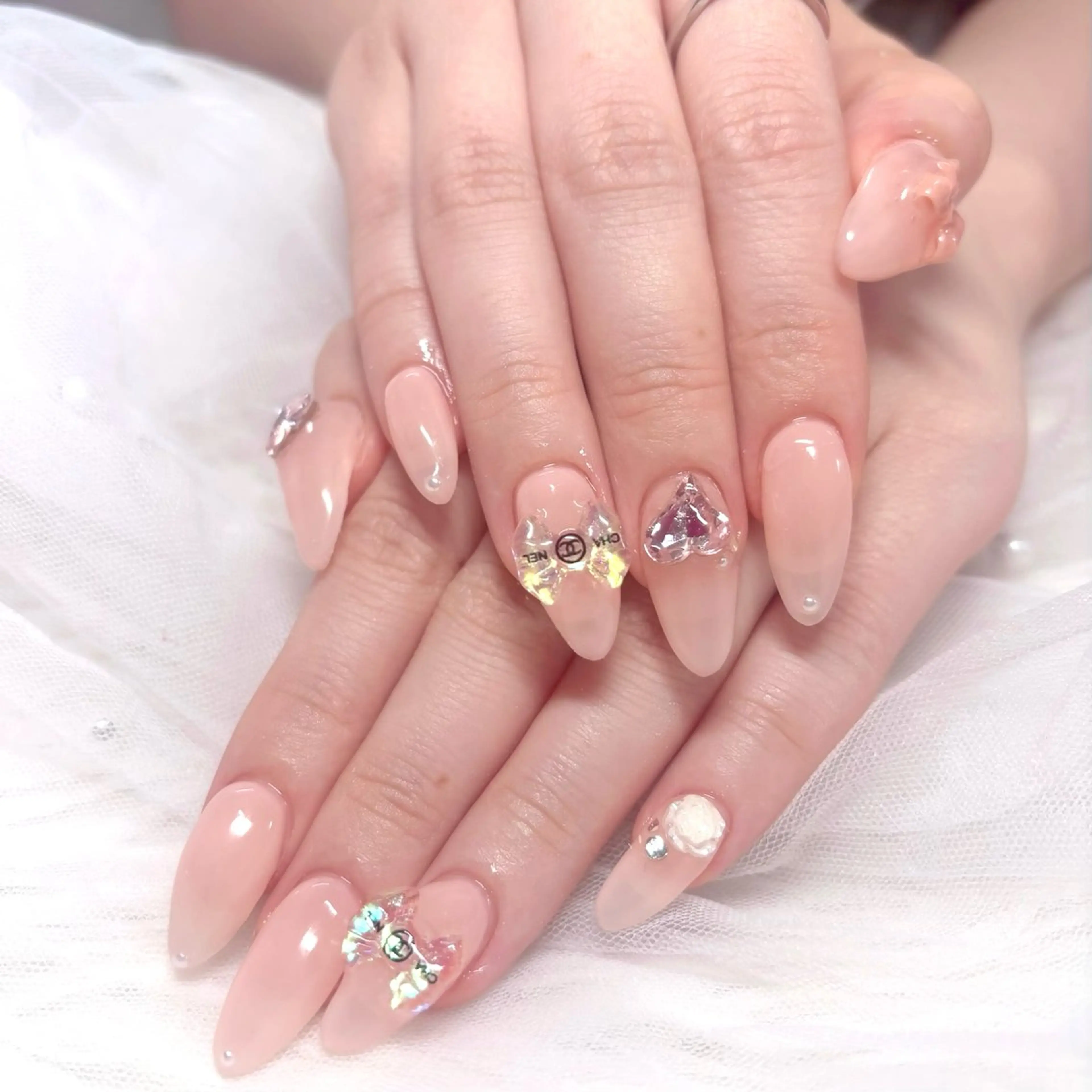 ネイル リボン スカルプネイル シンプルネイル ハンドネイル Noix 工藤のネイルデザイン