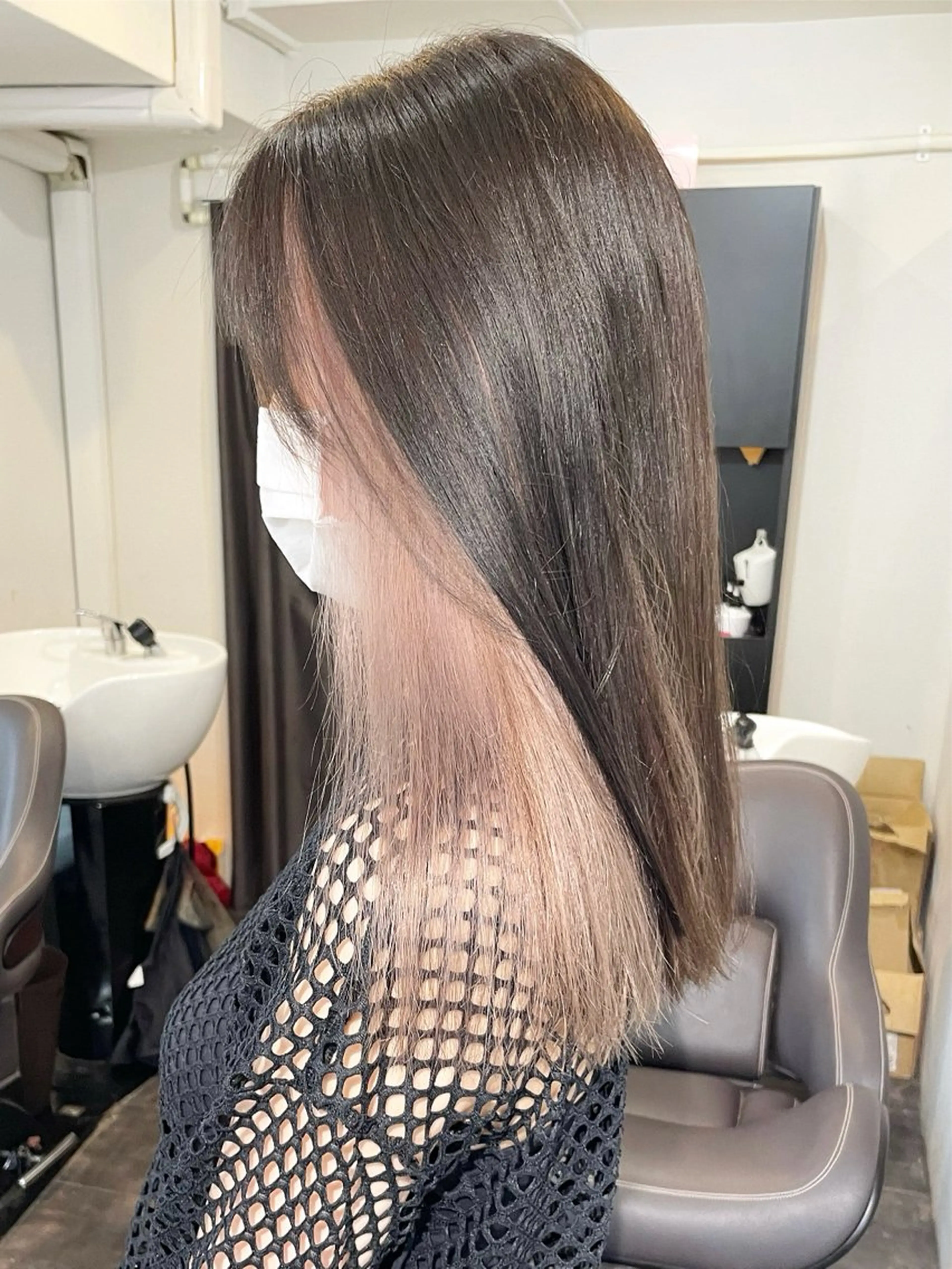セミロング カラー 💚色落ちまで可愛い 髪質改善カラーゆうまのヘアスタイル