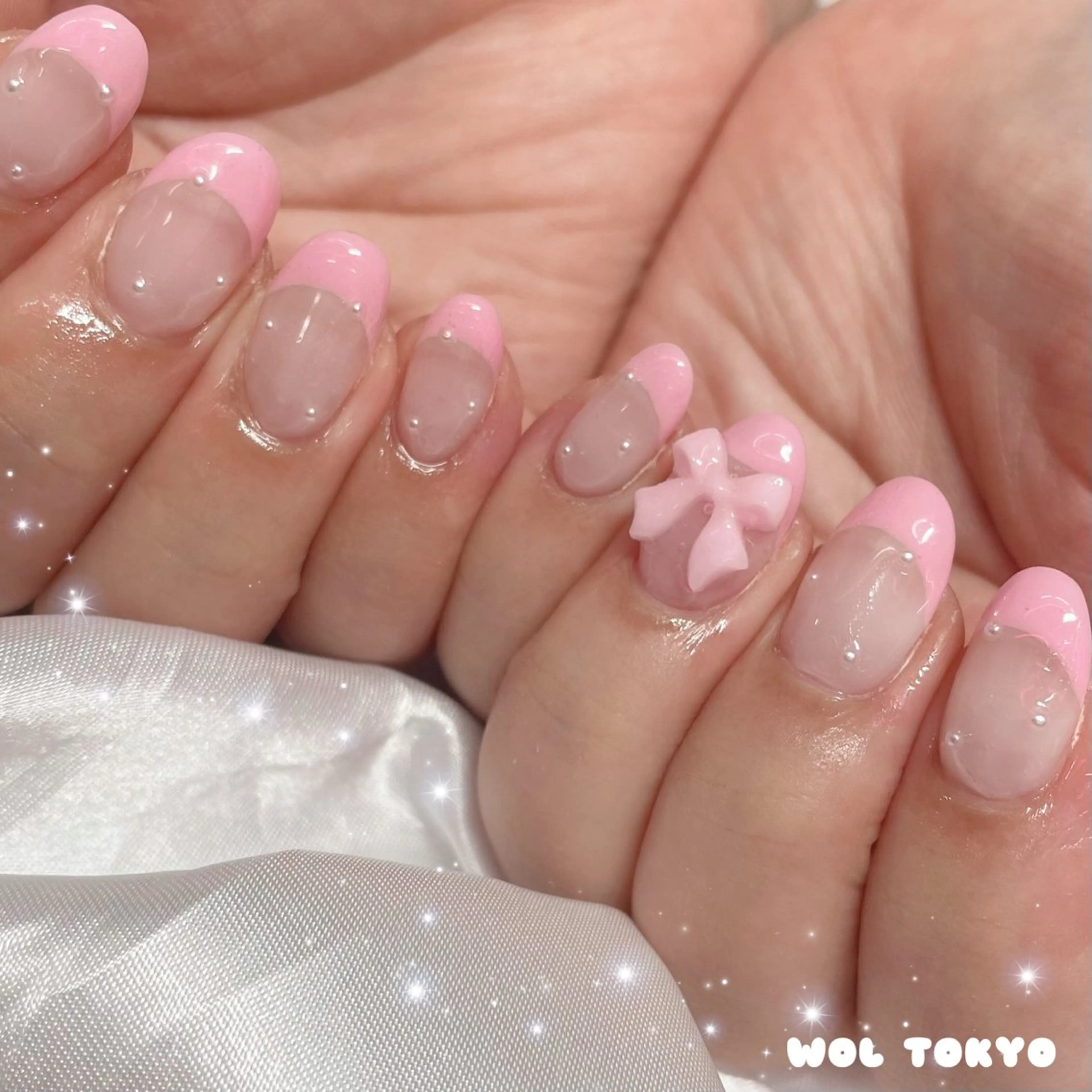 ネイル フレンチネイル ガーリー ハンドネイル WOL TOKYO 池袋 maiのネイルデザイン