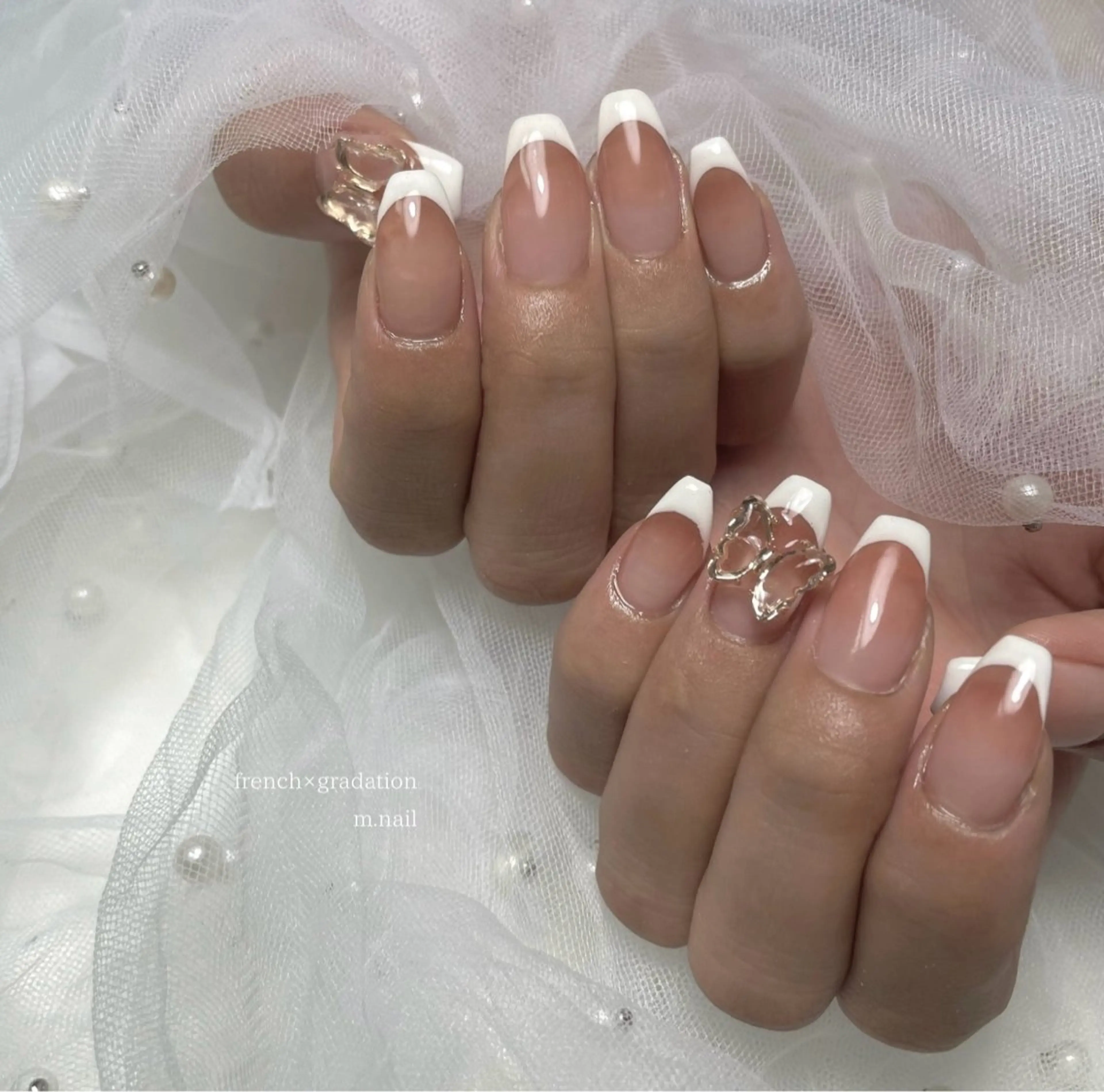 ネイル フレンチネイル グラデーション 韓国ネイル マグネットネイル フットネイル m.nail salonのネイルデザイン