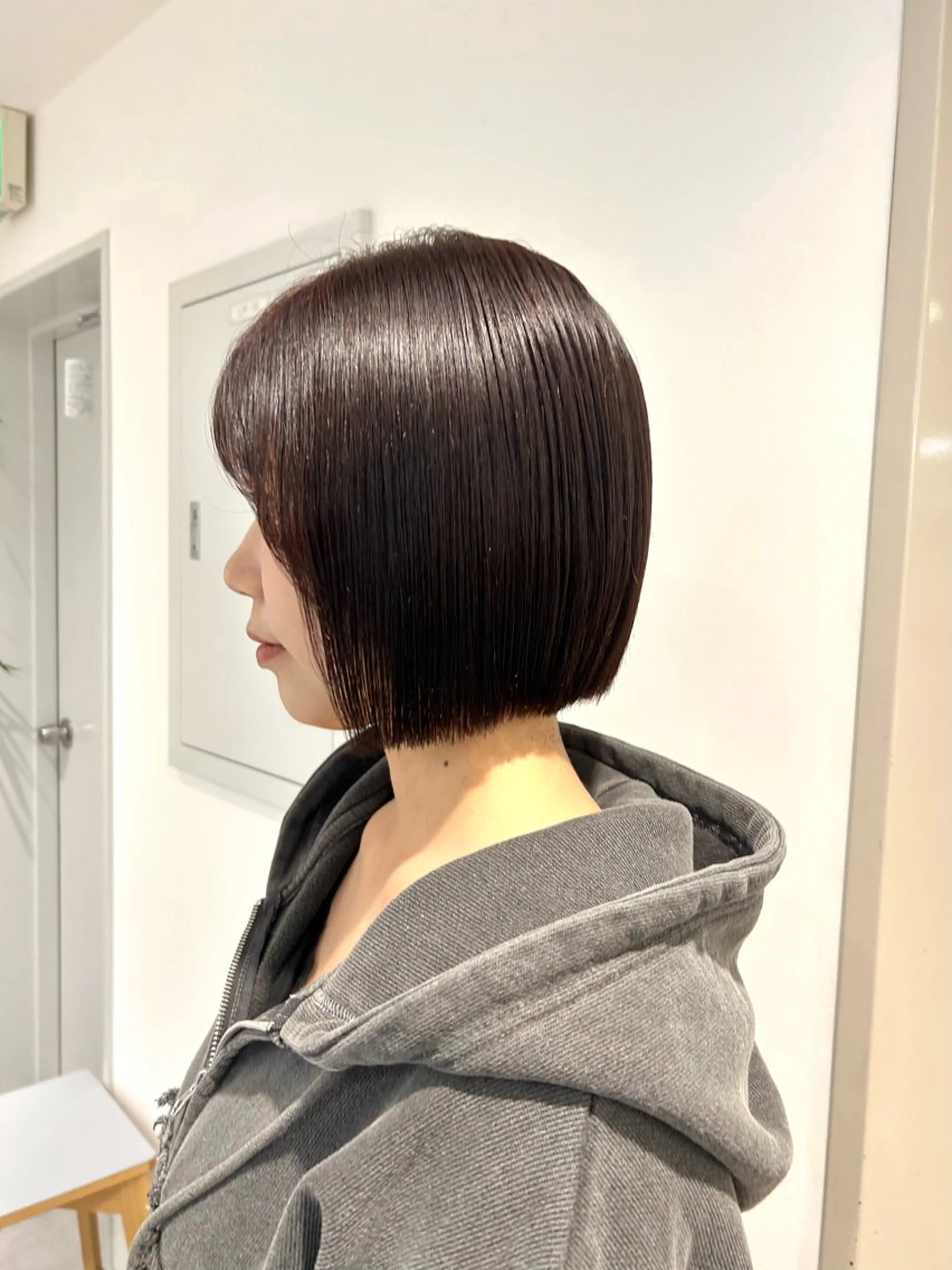 ショート ボブ 縮毛矯正 カット ヘアカラー 結べるくびれボブ/透 明感カラーtaigaのヘアスタイル