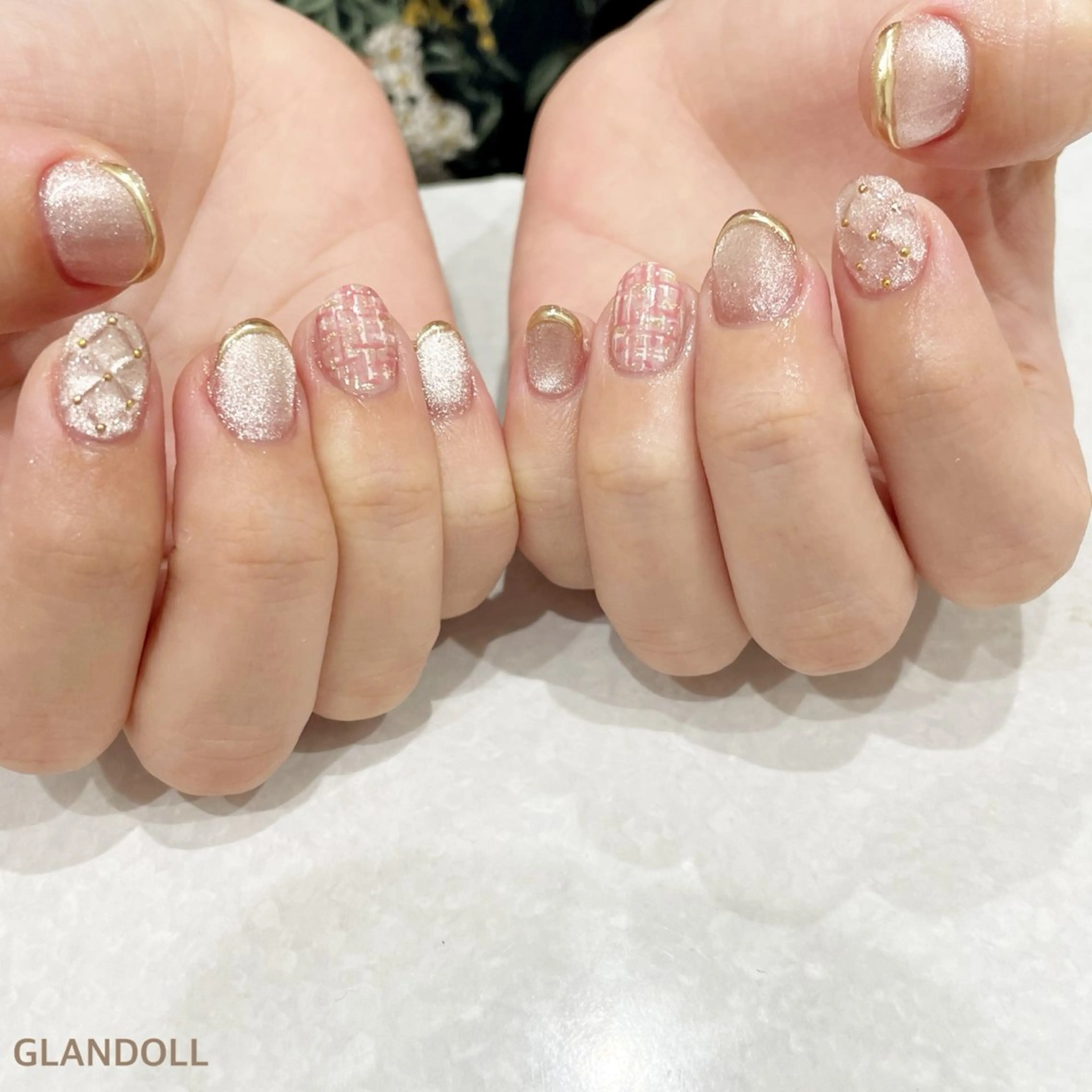 ネイル ツイードネイル ハンドネイル GLANDOLL YURIのネイルデザイン