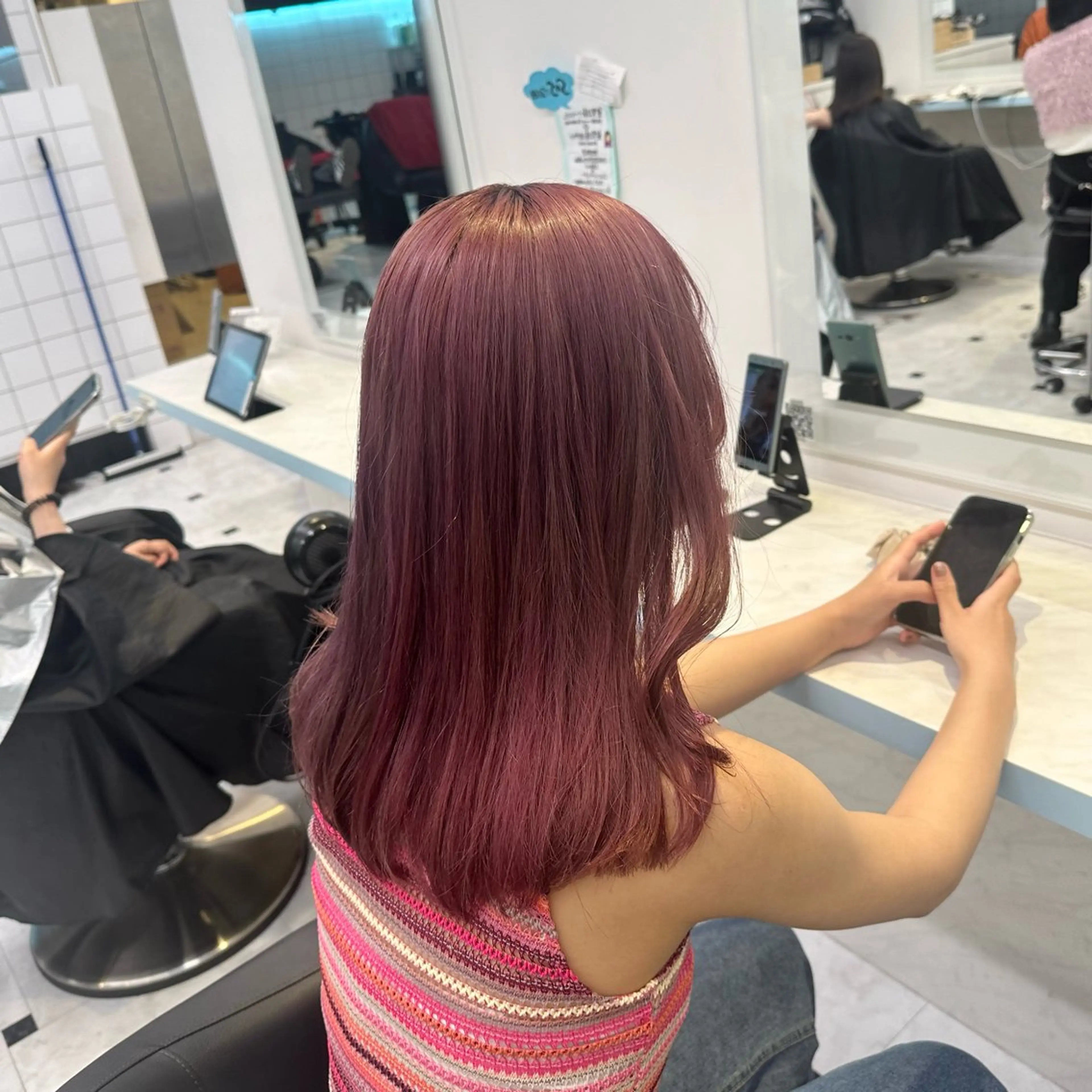 セミロング カラー ヘアカラー トリートメント ヘッドスパ ヘアセット 暖色🩷透明感カラー ♡Maika♡のヘアスタイル