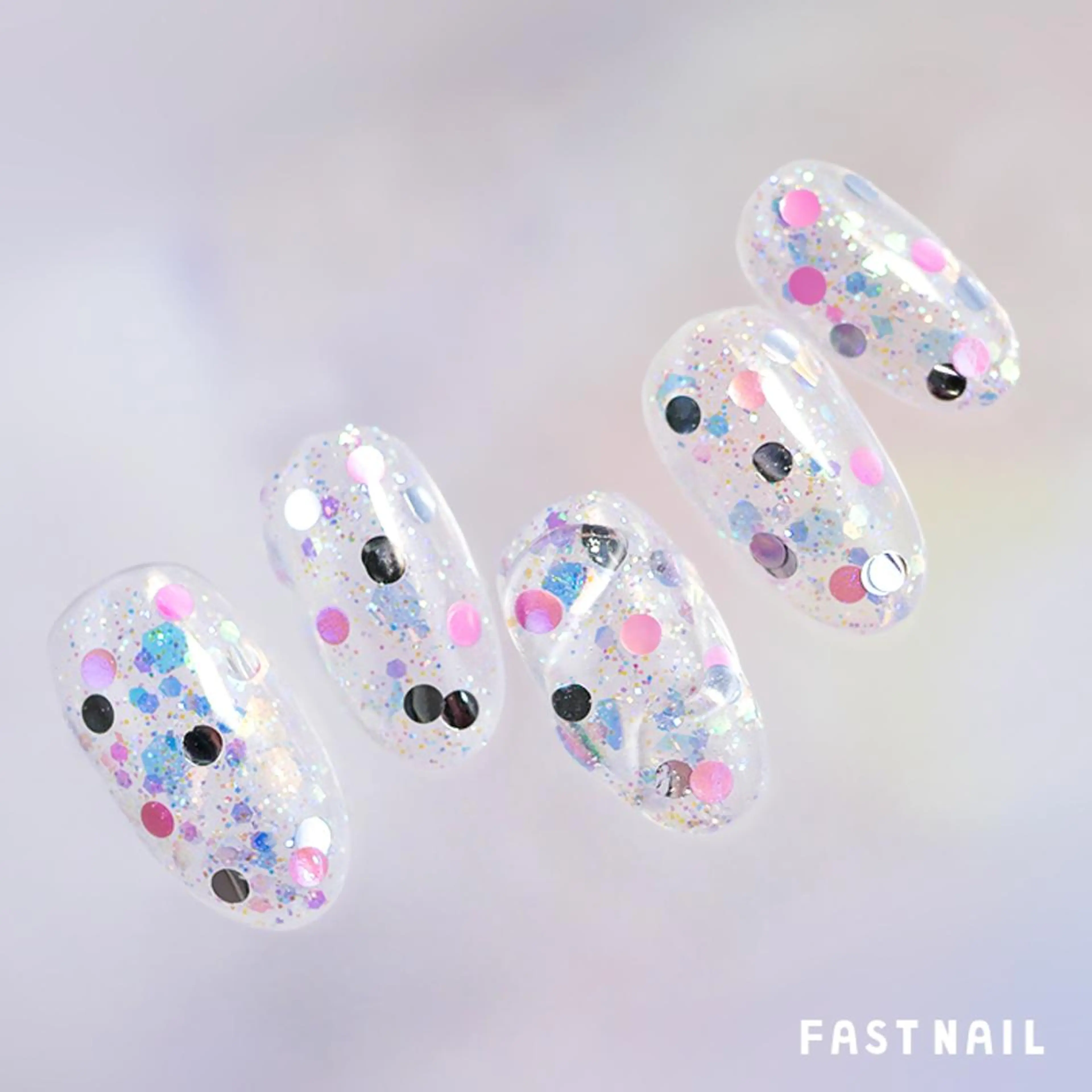 ネイル オーロラネイル クリアネイル キラキラネイル ラメ(グリッター) 夏ネイル FASTNAIL LOCO東大和店のネイルデザイン