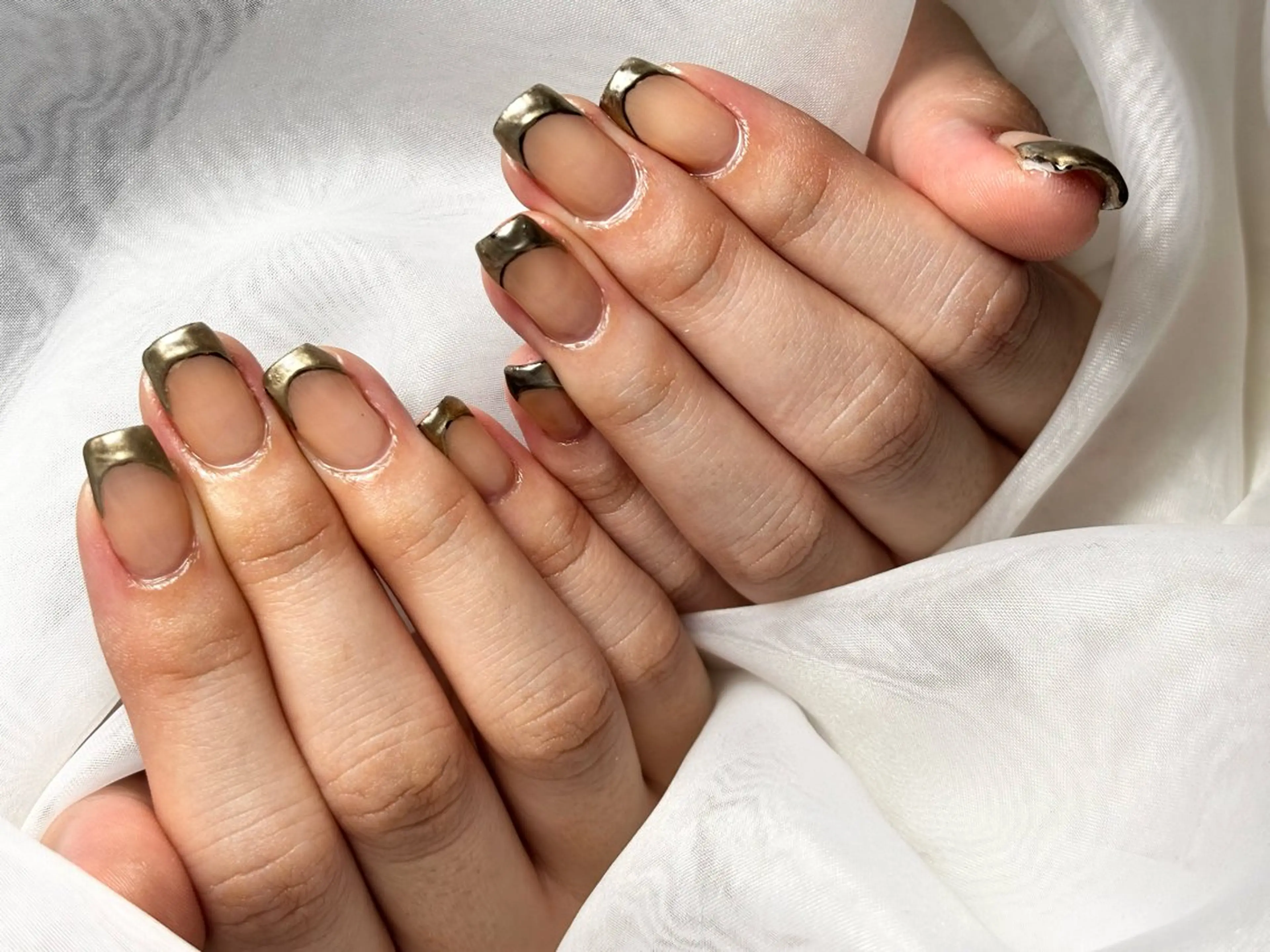 ネイル フレンチネイル ミラーネイル ハンドネイル MIKA ♡のネイルデザイン