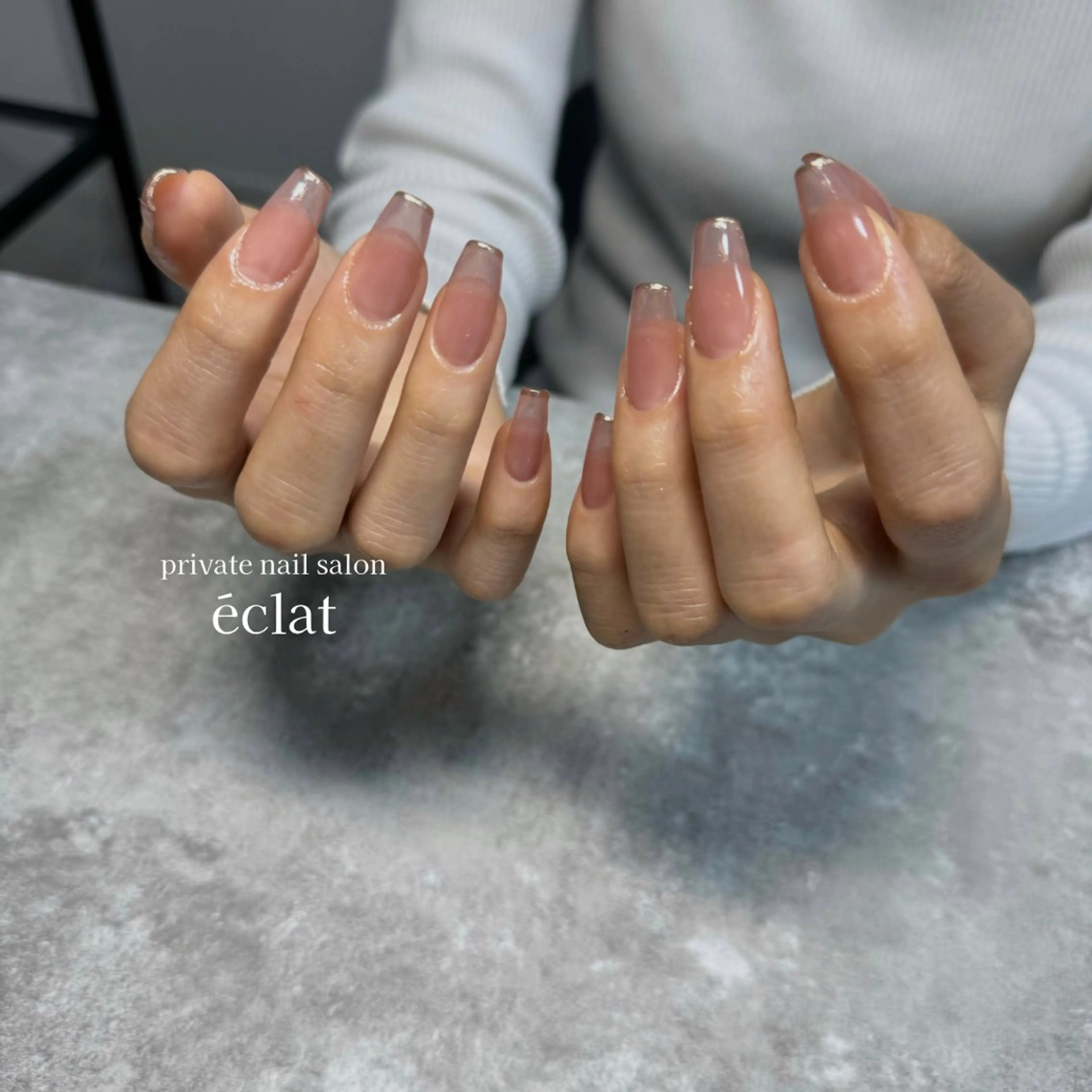 ネイル フレンチネイル ロングネイル ミラーネイル ピンク nailsalon éclatのネイルデザイン