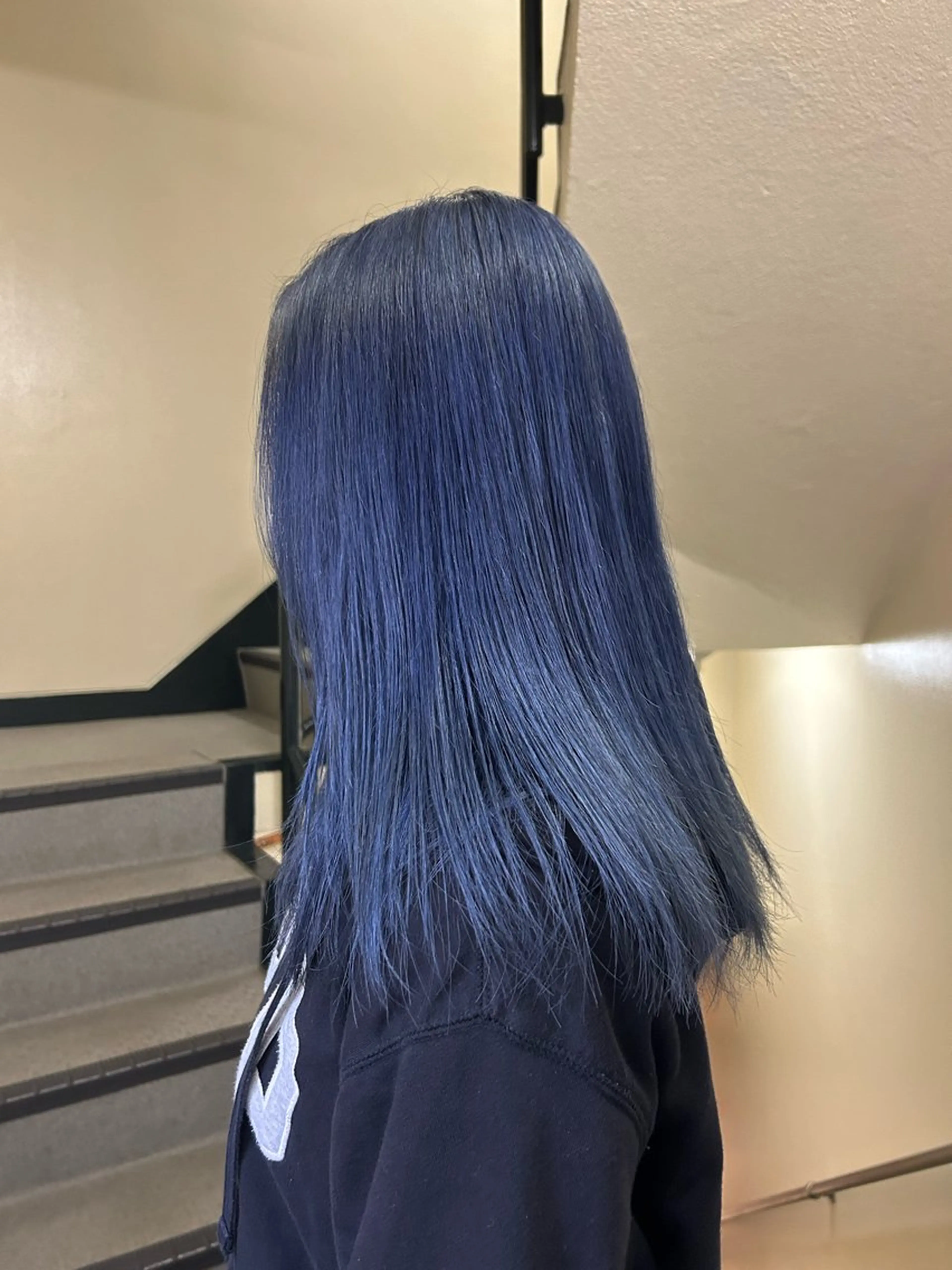 ロング カラー 黒髪 ブリーチ ブルーカラー ブルーブラック ネイビーカラー ☕️結【suii.】 ボブ/ヘアセット☕️のヘアスタイル