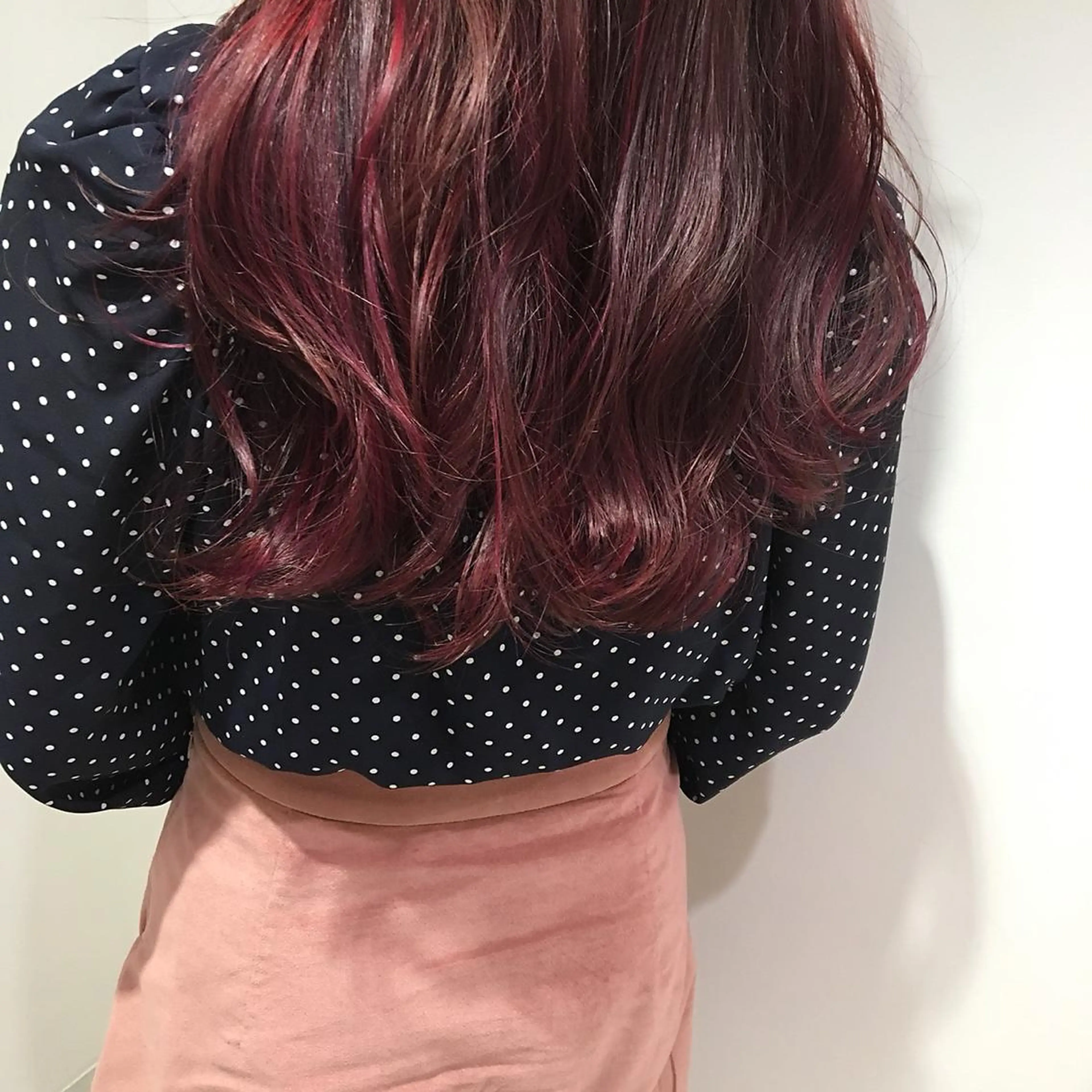 ロング カラー ヘアアレンジ グレージュ ピンクカラー 福壽 優奈のヘアスタイル