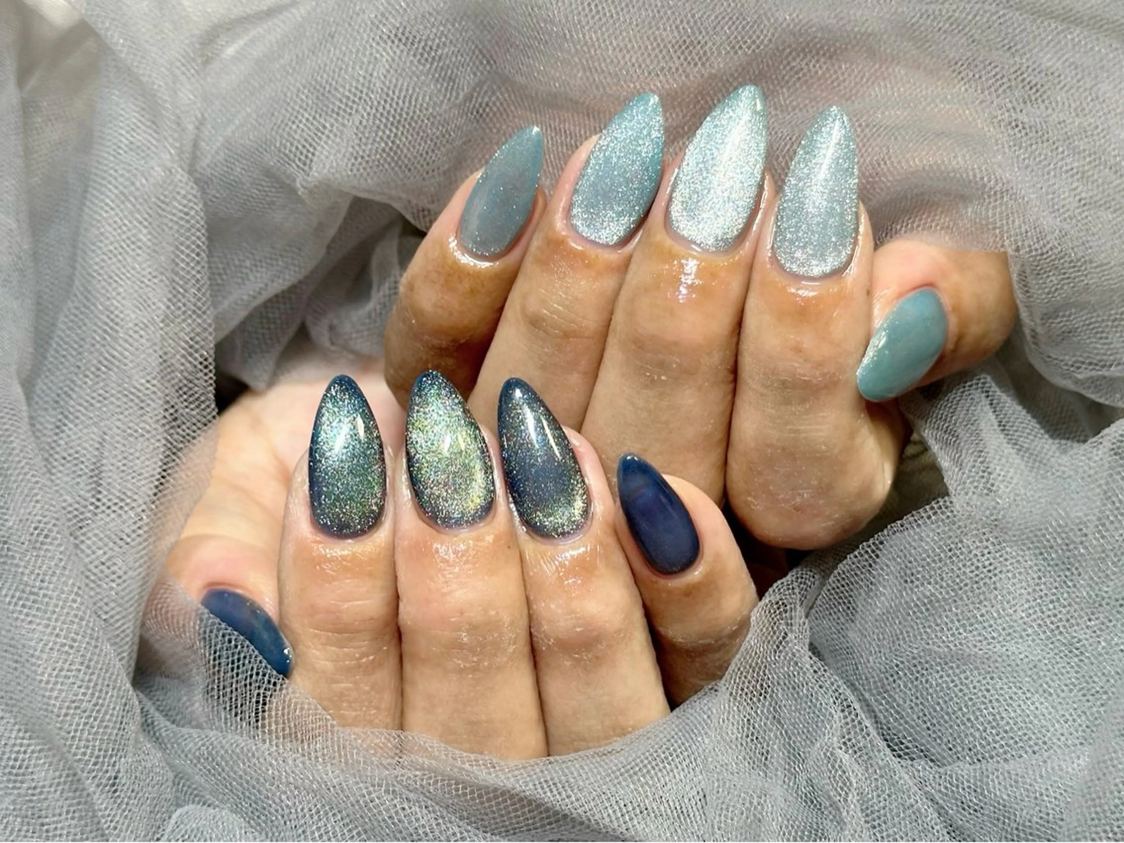 ネイル ブルー 水色 マグネットネイル ハンドネイル KURELLY所属・Nail Salon KURELLYのネイルデザイン