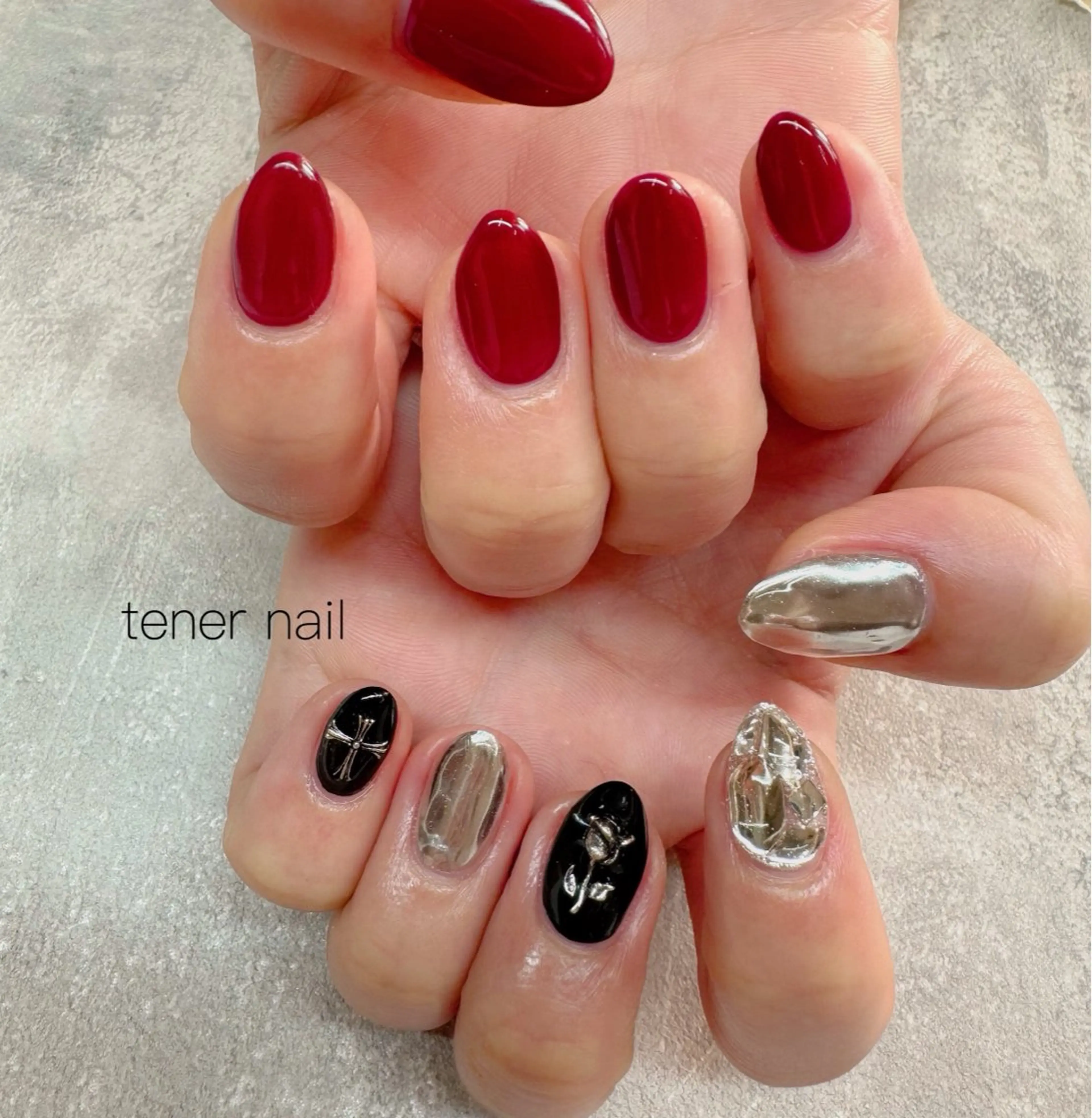 ネイル 赤色 ハンドネイル tener  nail  テネルネイル所属・テネルネイル tener nailのネイルデザイン