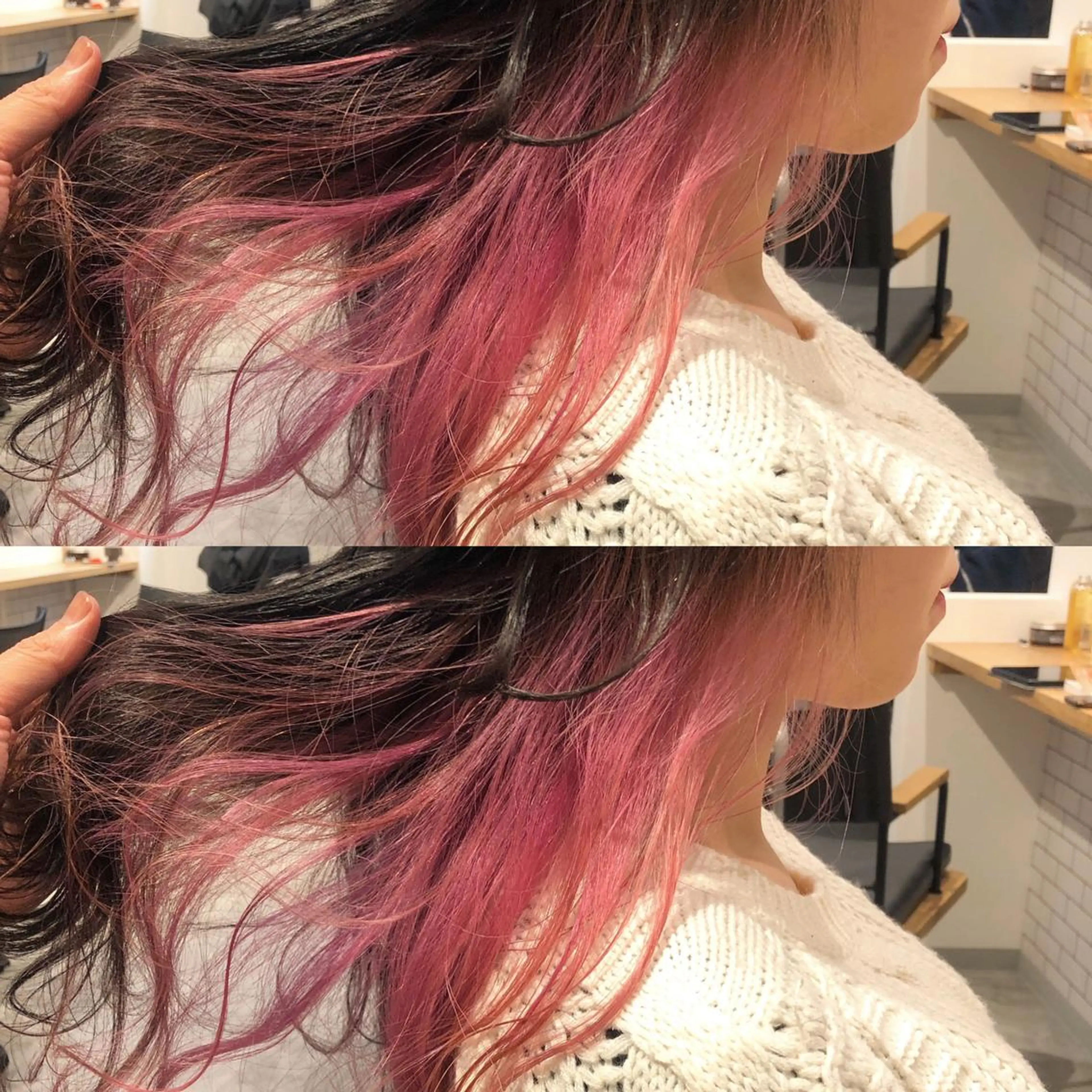 ミディアム カラー ピンクカラー トリートメント kalahair salon ブリーチのヘアスタイル