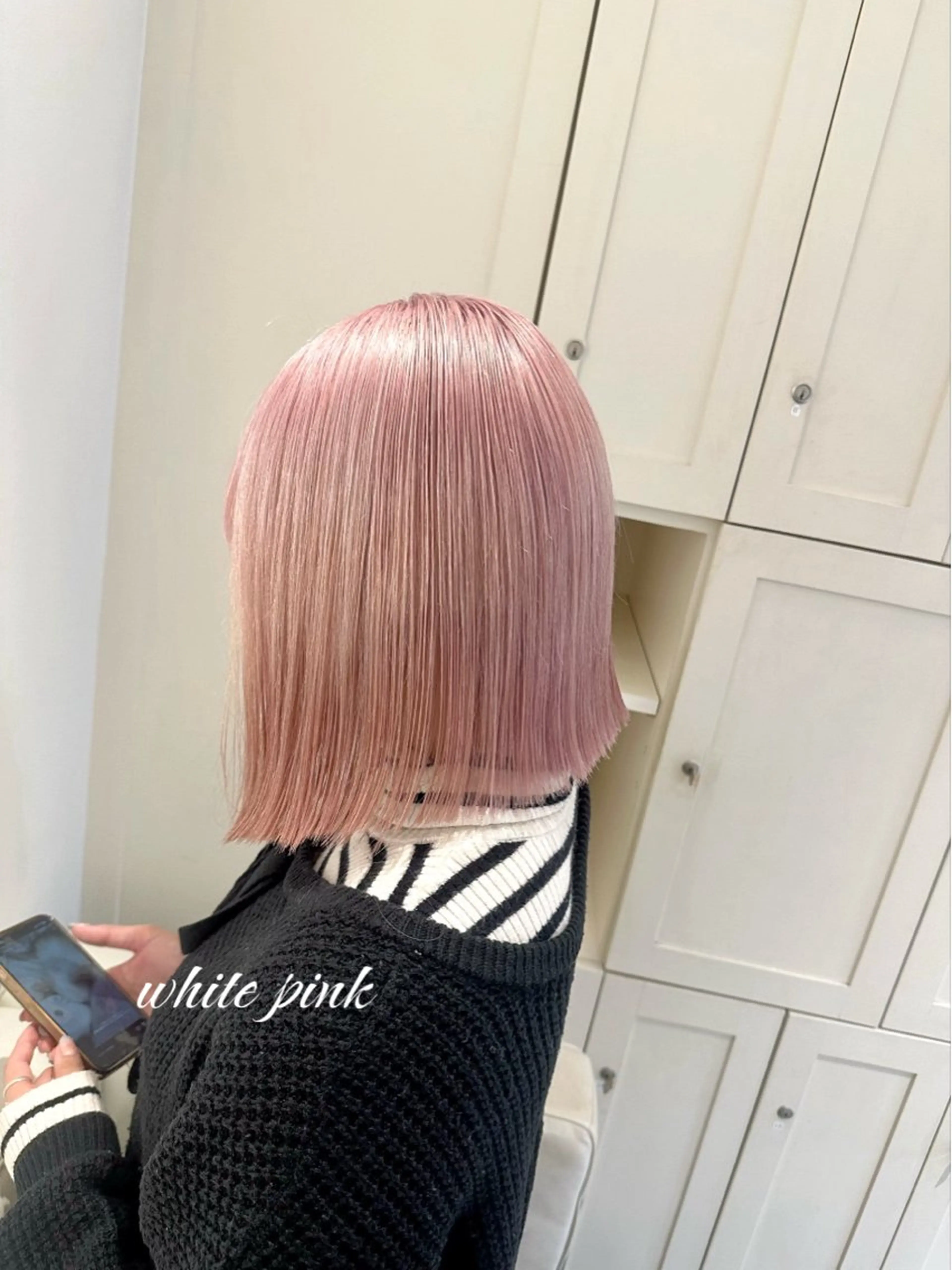 セミロング カラー ベージュカラー ブリーチ ブロンド ケアブリーチ グレージュ Beleza Shibuya所属・ヒロミ/ミルクティー /ブロンド/ピンクのヘアスタイル