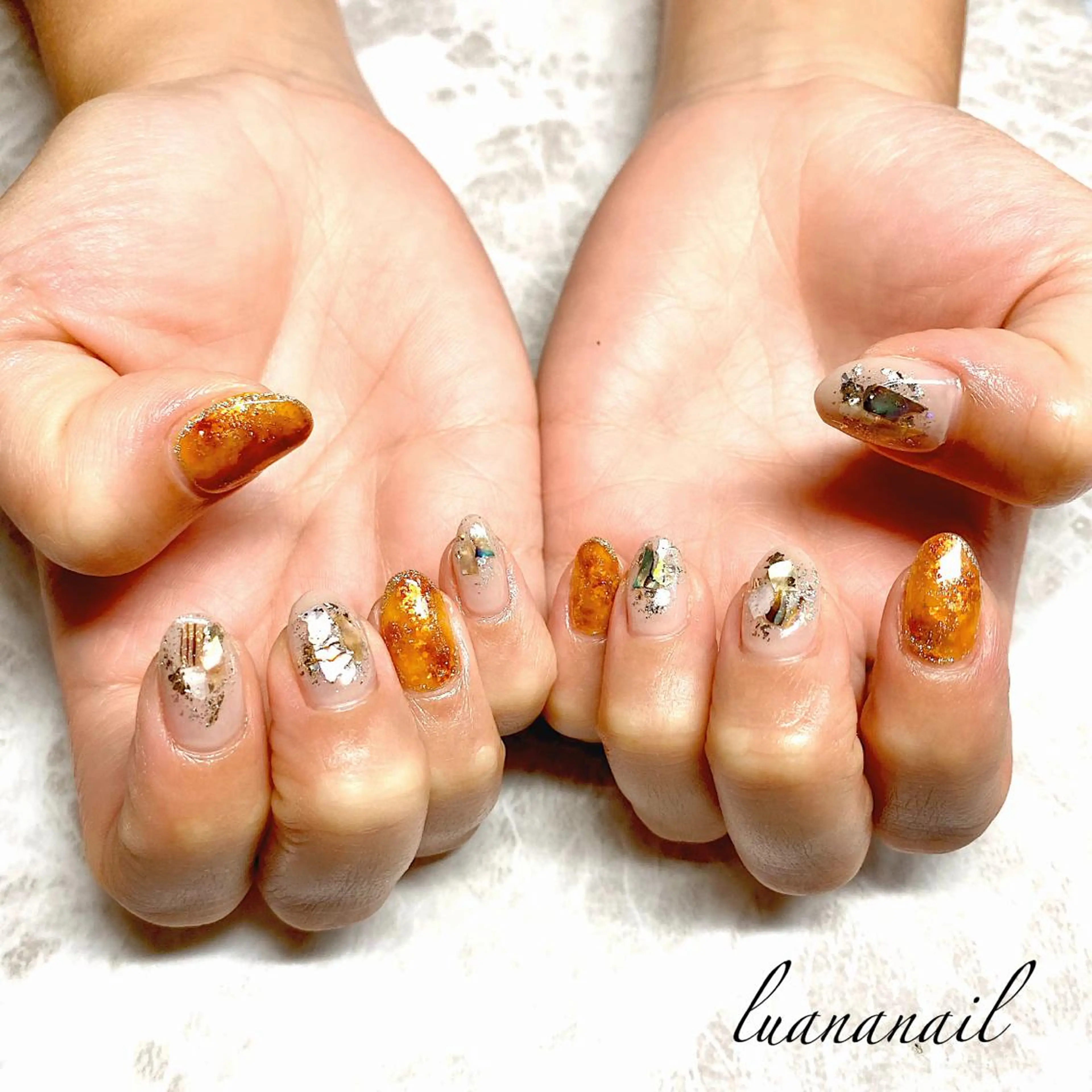 ネイル べっ甲ネイル キラキラネイル luana nailのネイルデザイン
