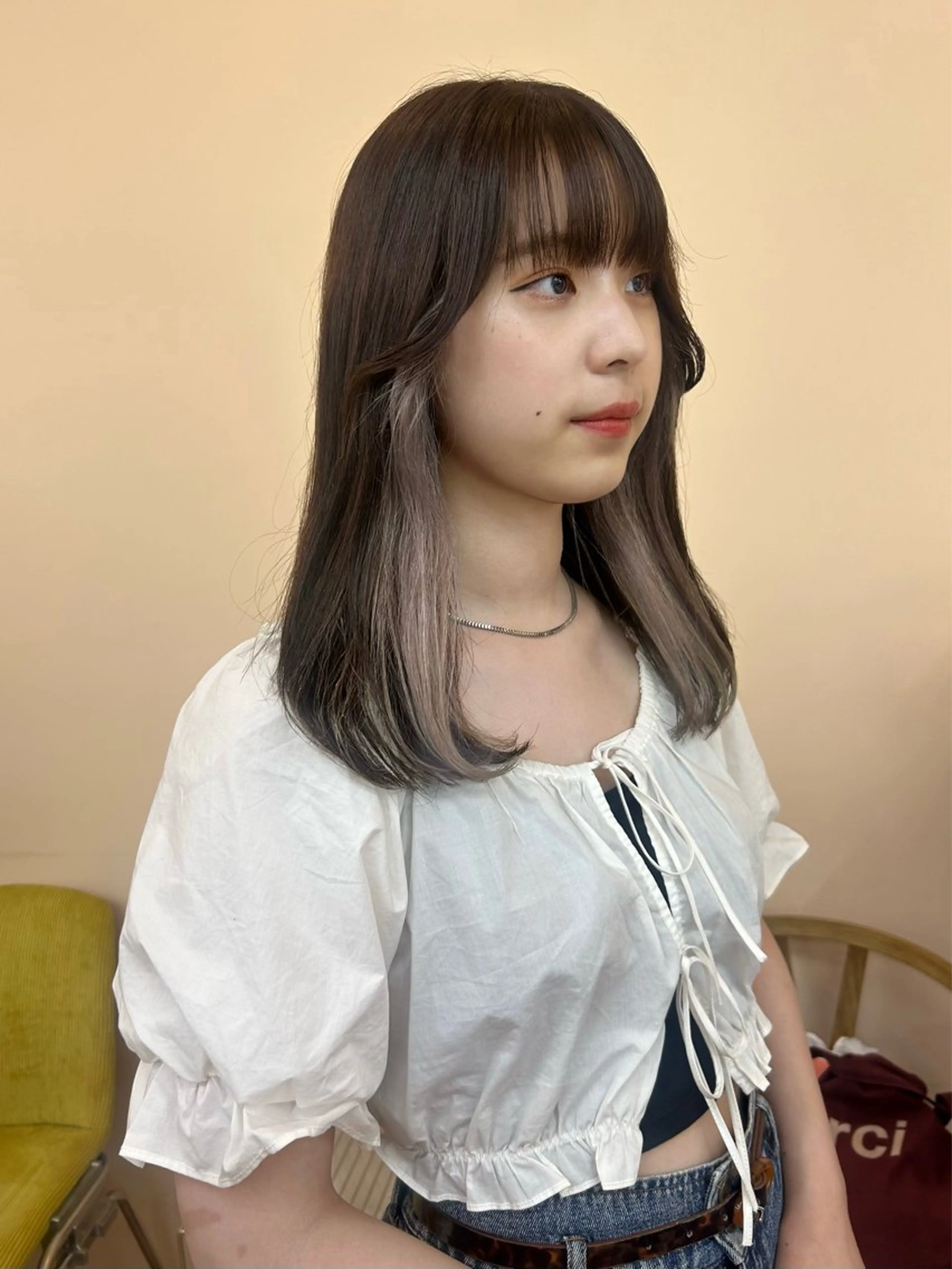 セミロング カラー インナーカラー Vibe所属・hanami パーマ/透明感カラーのヘアスタイル