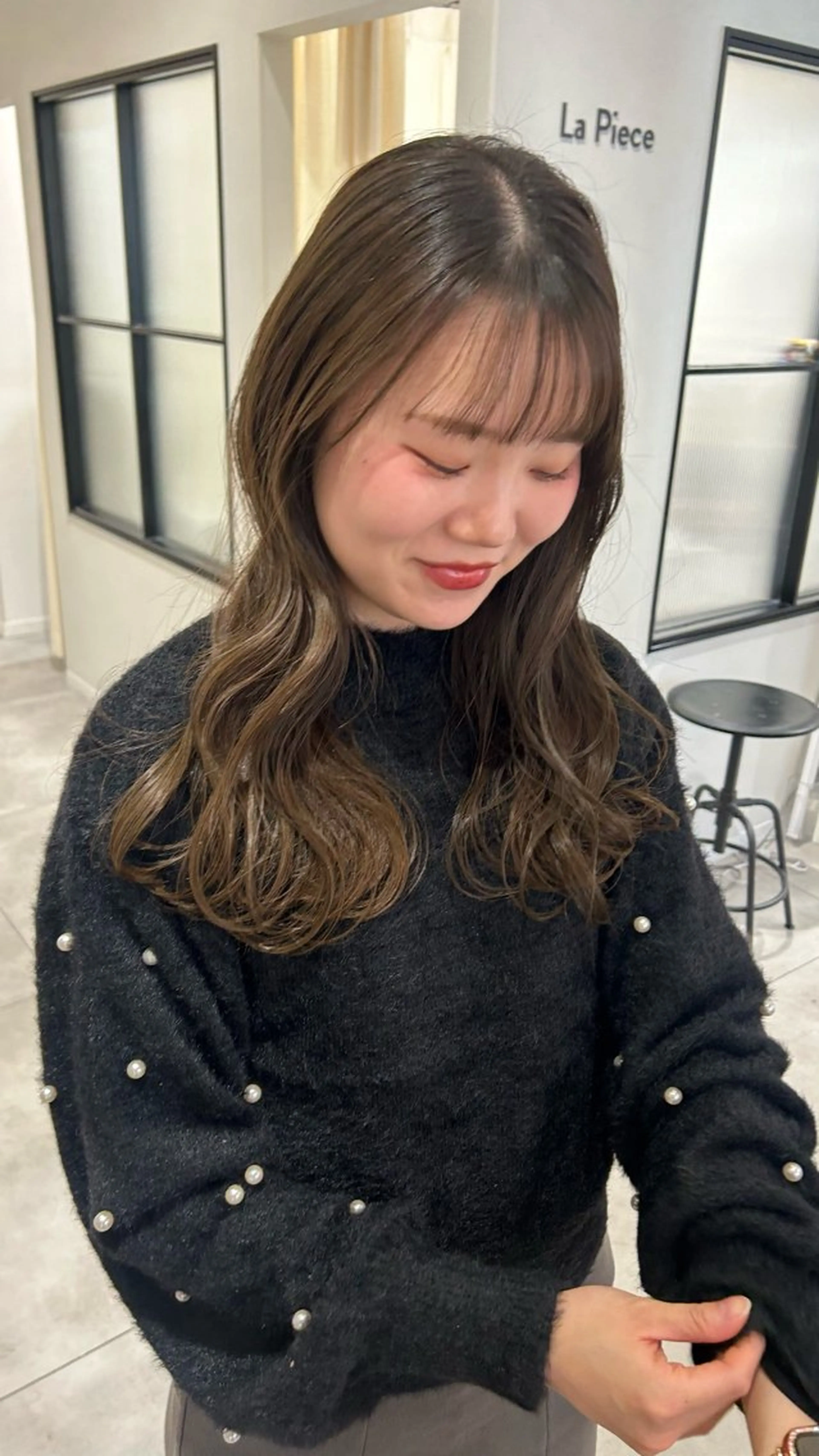 セミロング カラー カット ヘアカラー オリーブベージュ/ ブリーチなし透明感のヘアスタイル