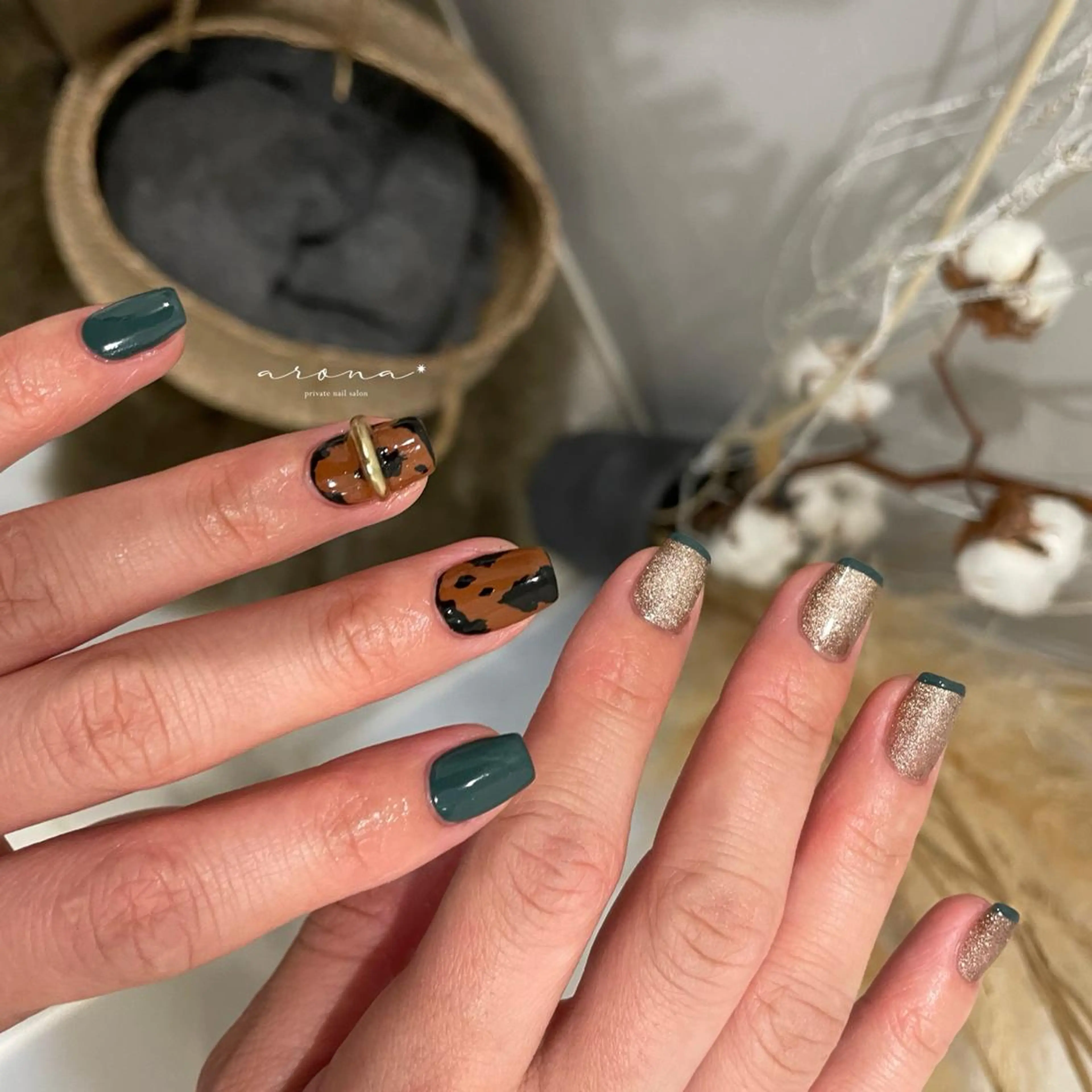 ネイル ブラウン ハンドネイル nail salon ✷aronaのネイルデザイン