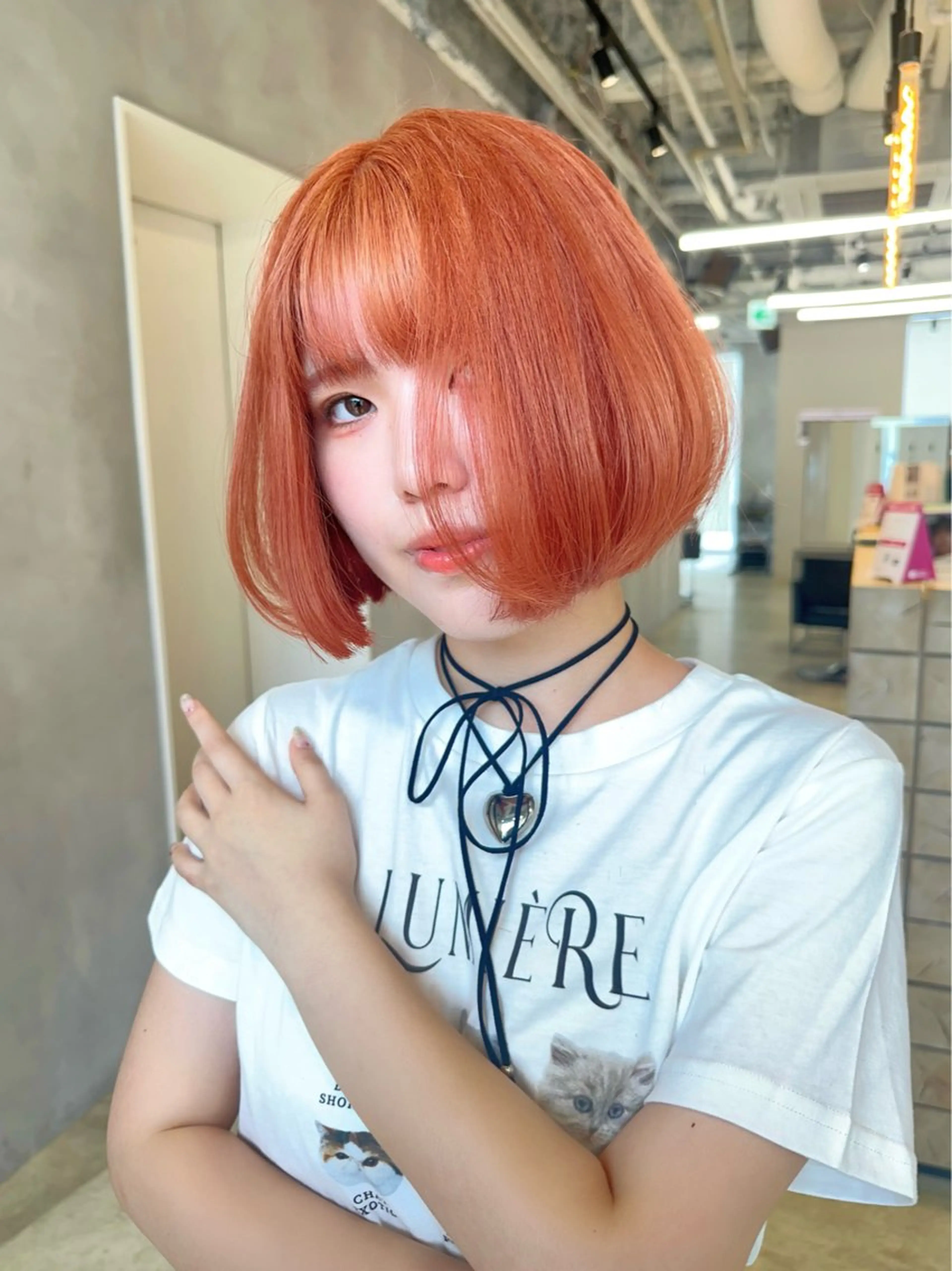 ショート カラー オレンジ 似合わせ小顔ショート /akane🐰♥️のヘアスタイル