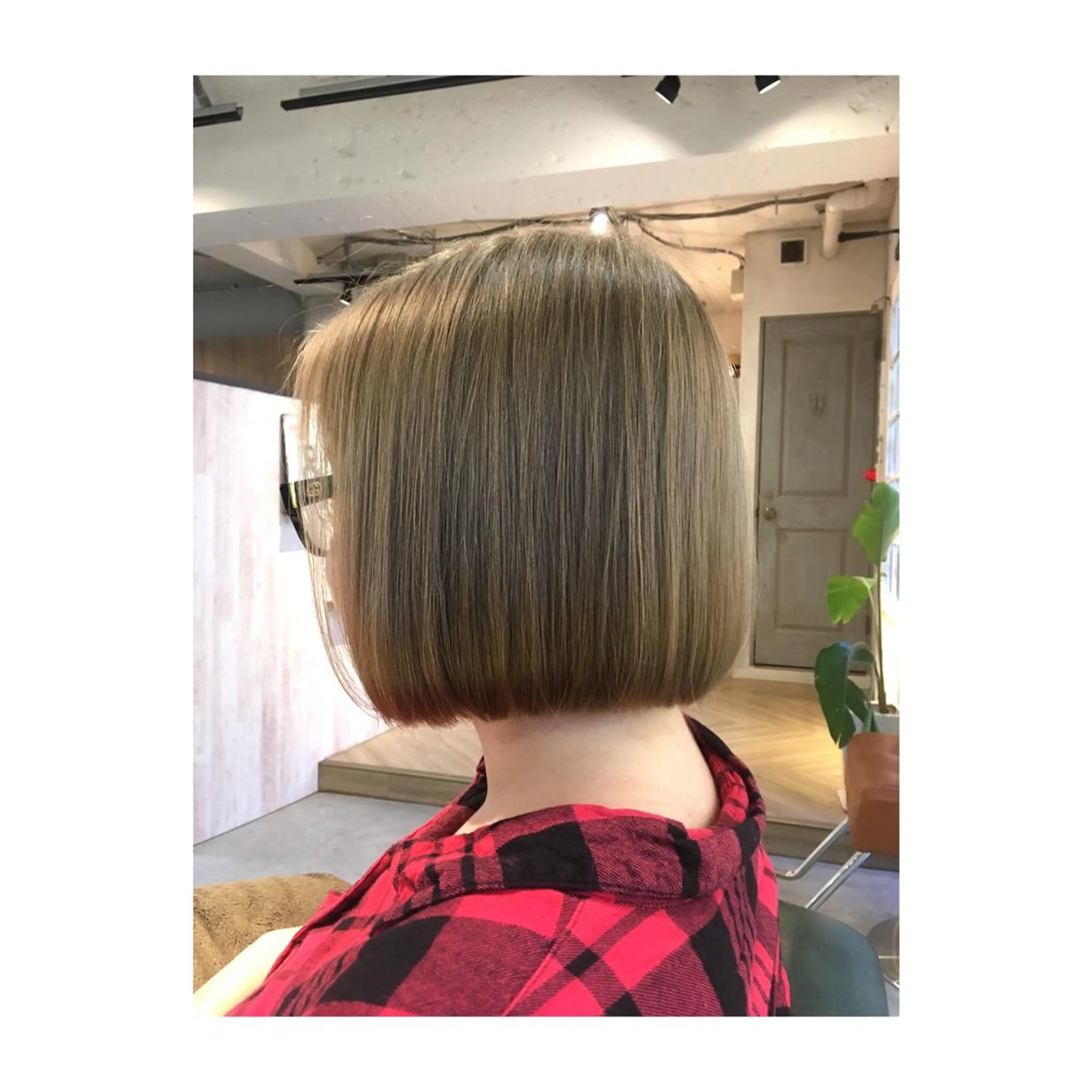 ショート カラー アッシュ ベージュカラー ボブ アオガミ （前髪顔周りカット）のヘアスタイル