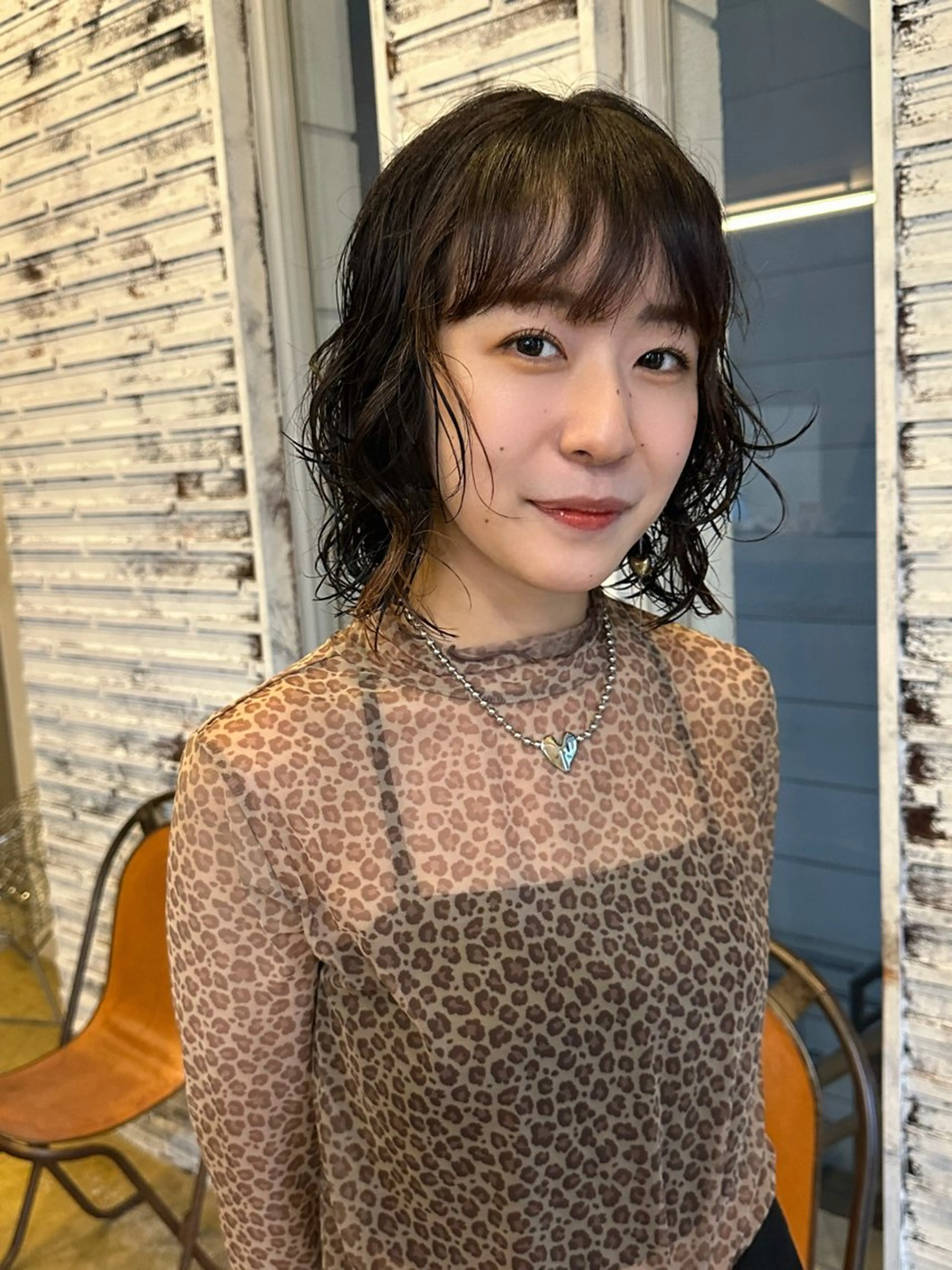 ミディアム パーマ ミディアムパーマ ボブ ✨艶ブリーチカラー✨ 酸性ストレート光太郎のヘアスタイル