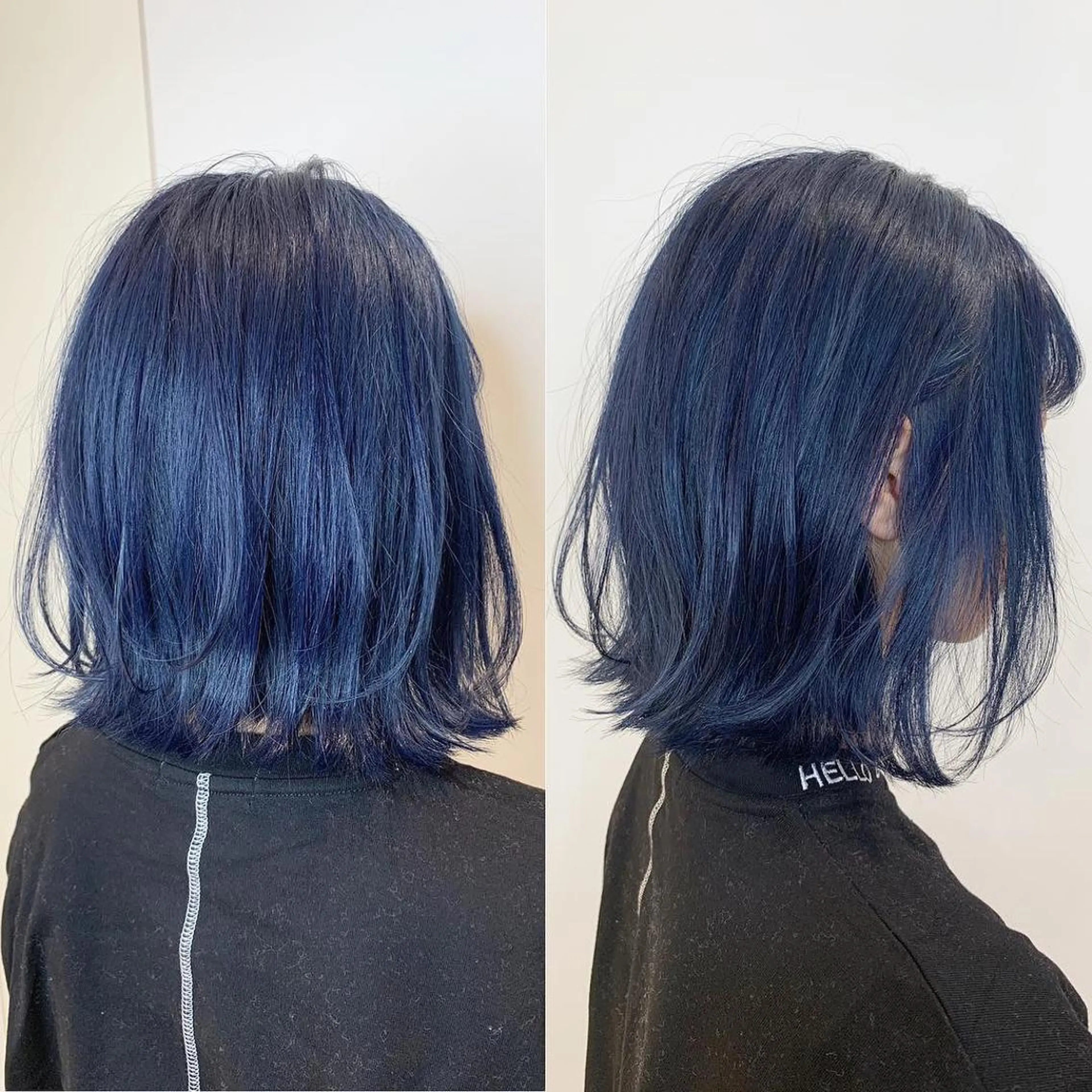 ミディアム カラー ブリーチ ブルーカラー ケアブリーチ ネイビーカラー カット ヘアカラー トリートメント Le'a渋谷所属・インナーエクステ渋谷 🦋KAJIのヘアスタイル