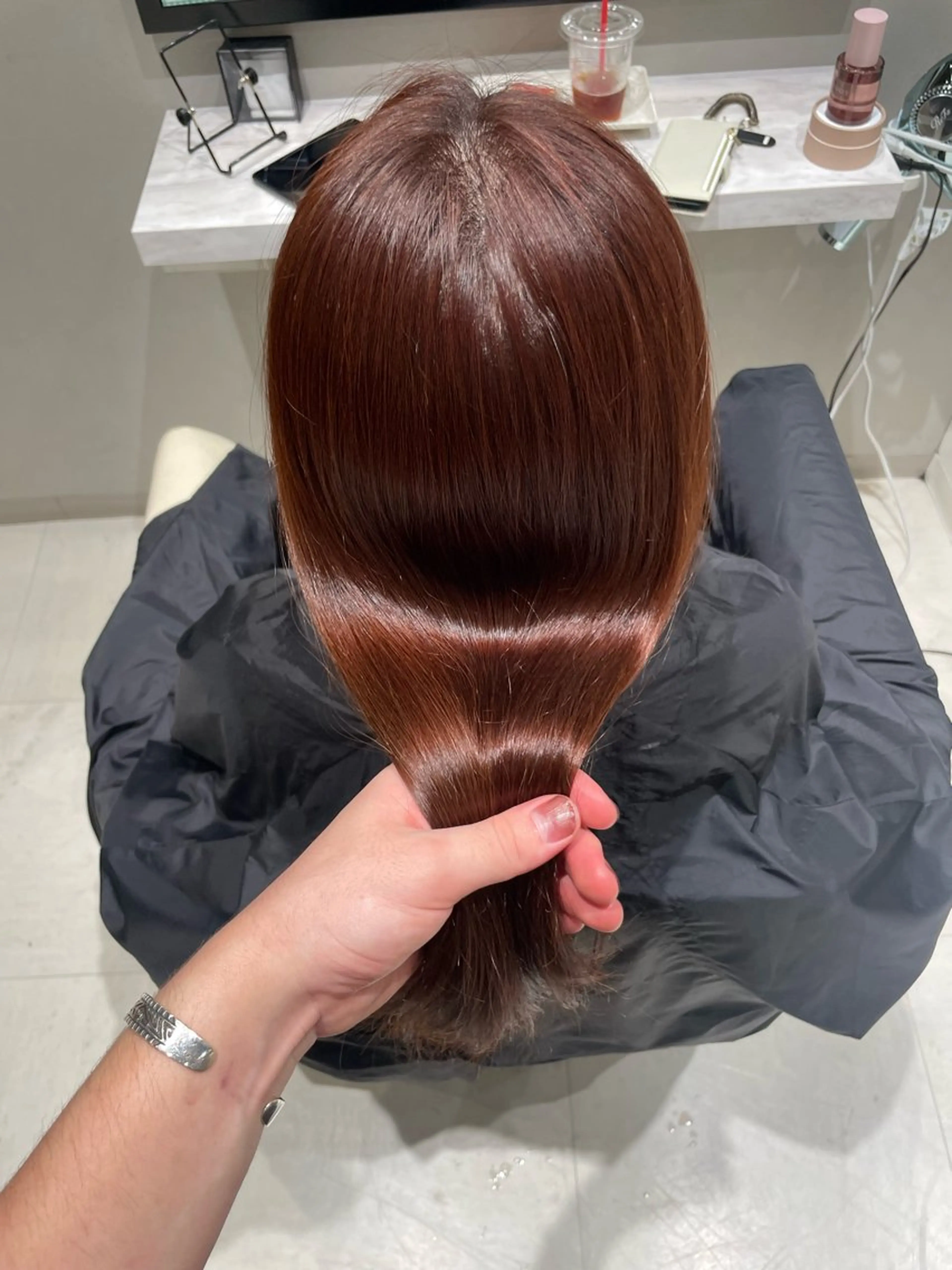 ロング カラー ブラウンカラー ピンクカラー ピンクブラウン カット ヘアカラー トリートメント k-two✨たき艶感 カラー／美髪矯正のヘアスタイル