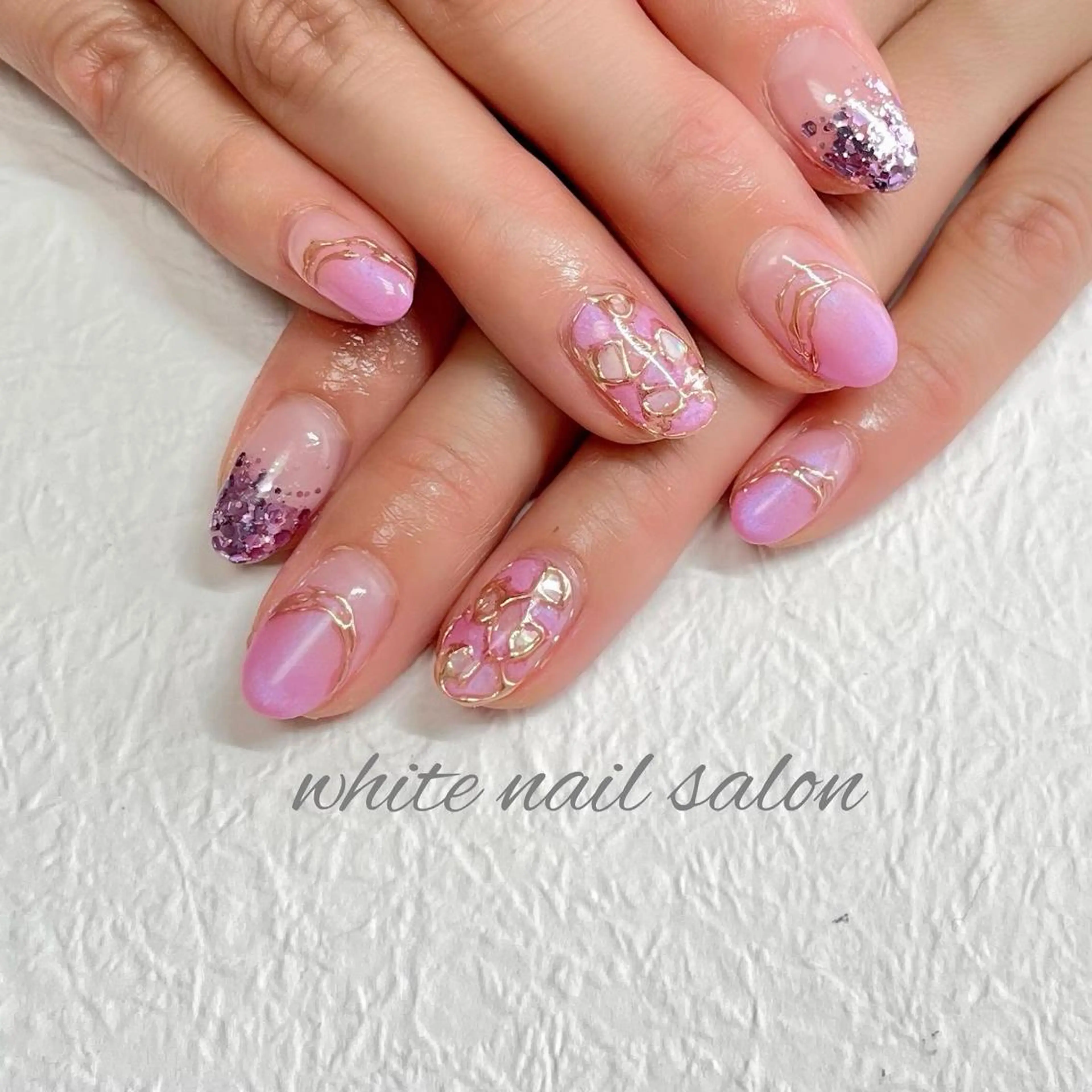 ネイル ジェルネイル ハードジェル ラメ(グリッター) 持ち込み ソフトジェル ハンドネイル white nail salonのネイルデザイン