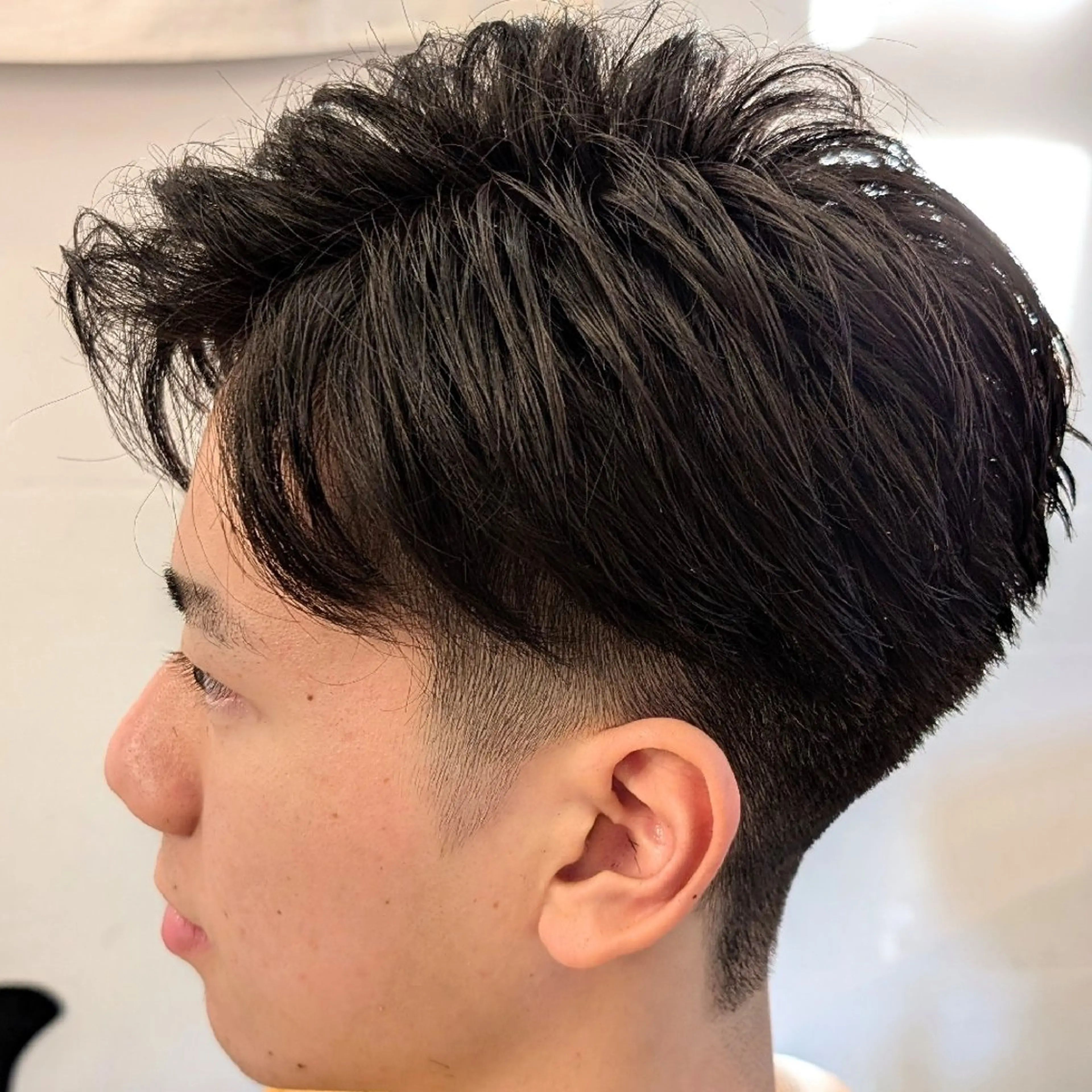 ショート メンズ アップバング カット ヘアセット VOICEbarber高野店所属・今井 杏星 【フェー ド/セット/パーマ】のヘアスタイル