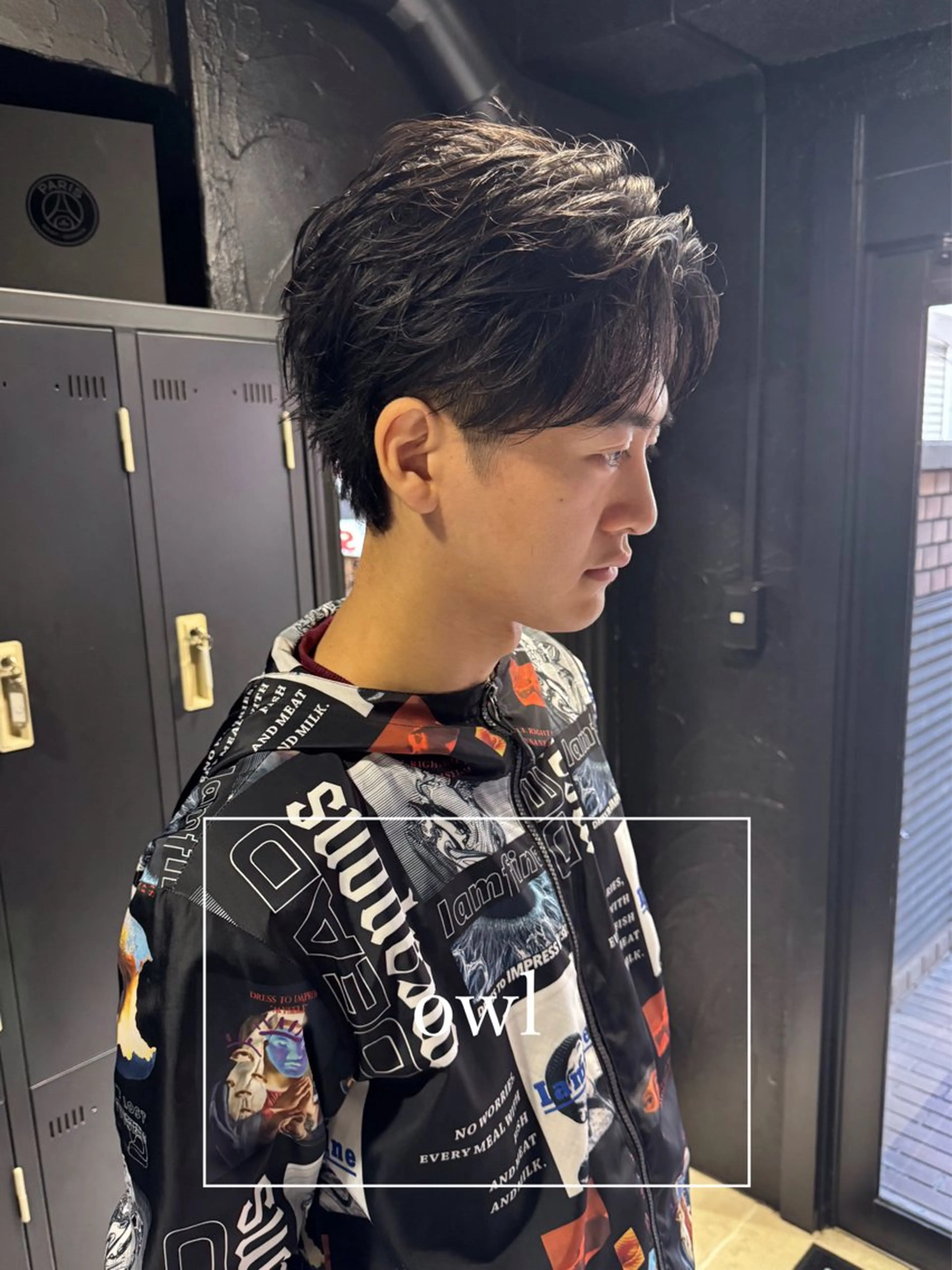 ショート パーマ メンズ センターパート フェザーパーマ メンズパーマ メンズ特化 美容師✨ アメ村 堀江颯瑛のヘアスタイル