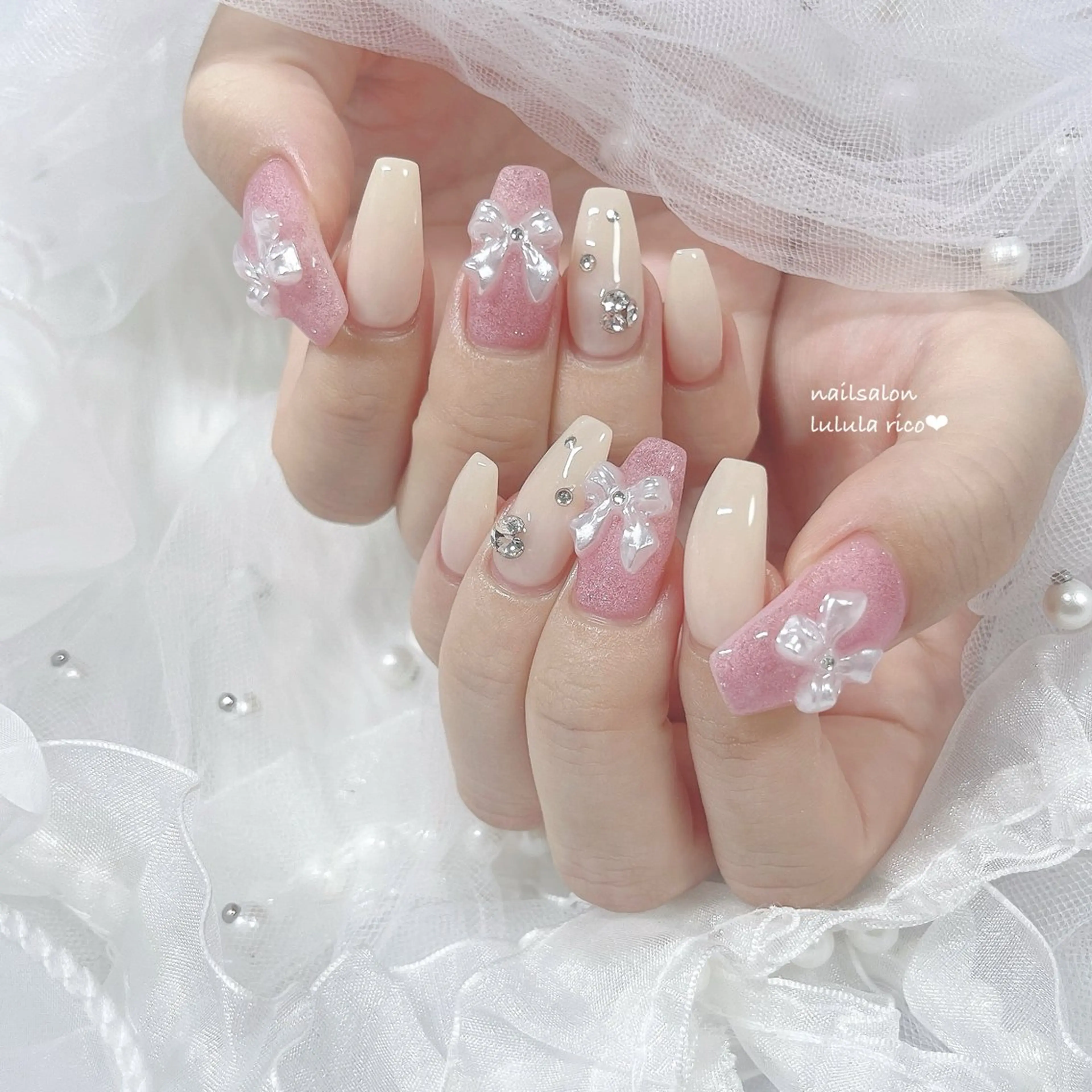 ネイル フレンチネイル ガーリー 韓国ネイル ワンホンネイル lulula ricoのエステ・リラクイメージ
