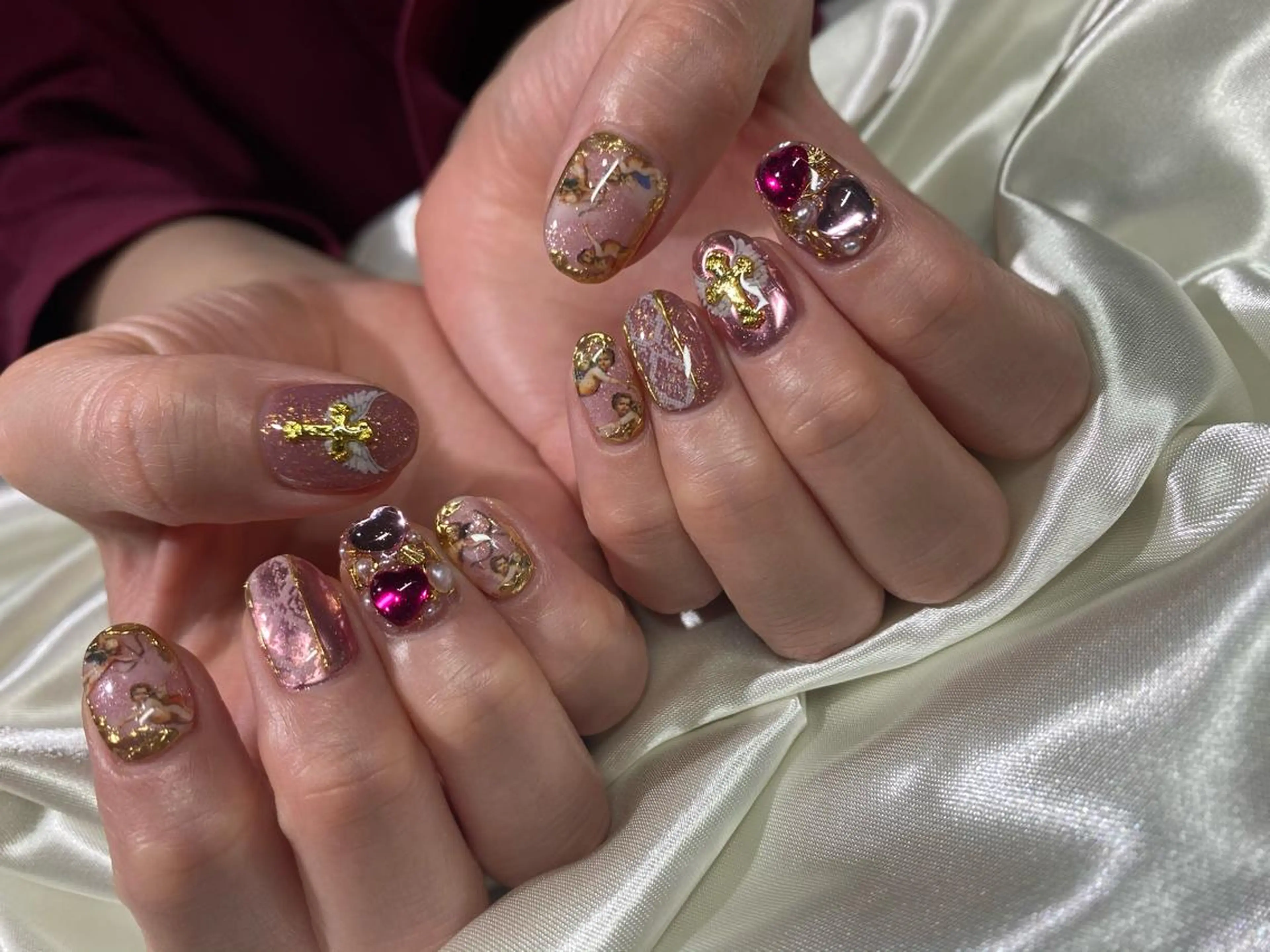 ネイル ジェルネイル キラキラネイル ミラーネイル 持ち込み ピンク Charme. NOBUKOのネイルデザイン