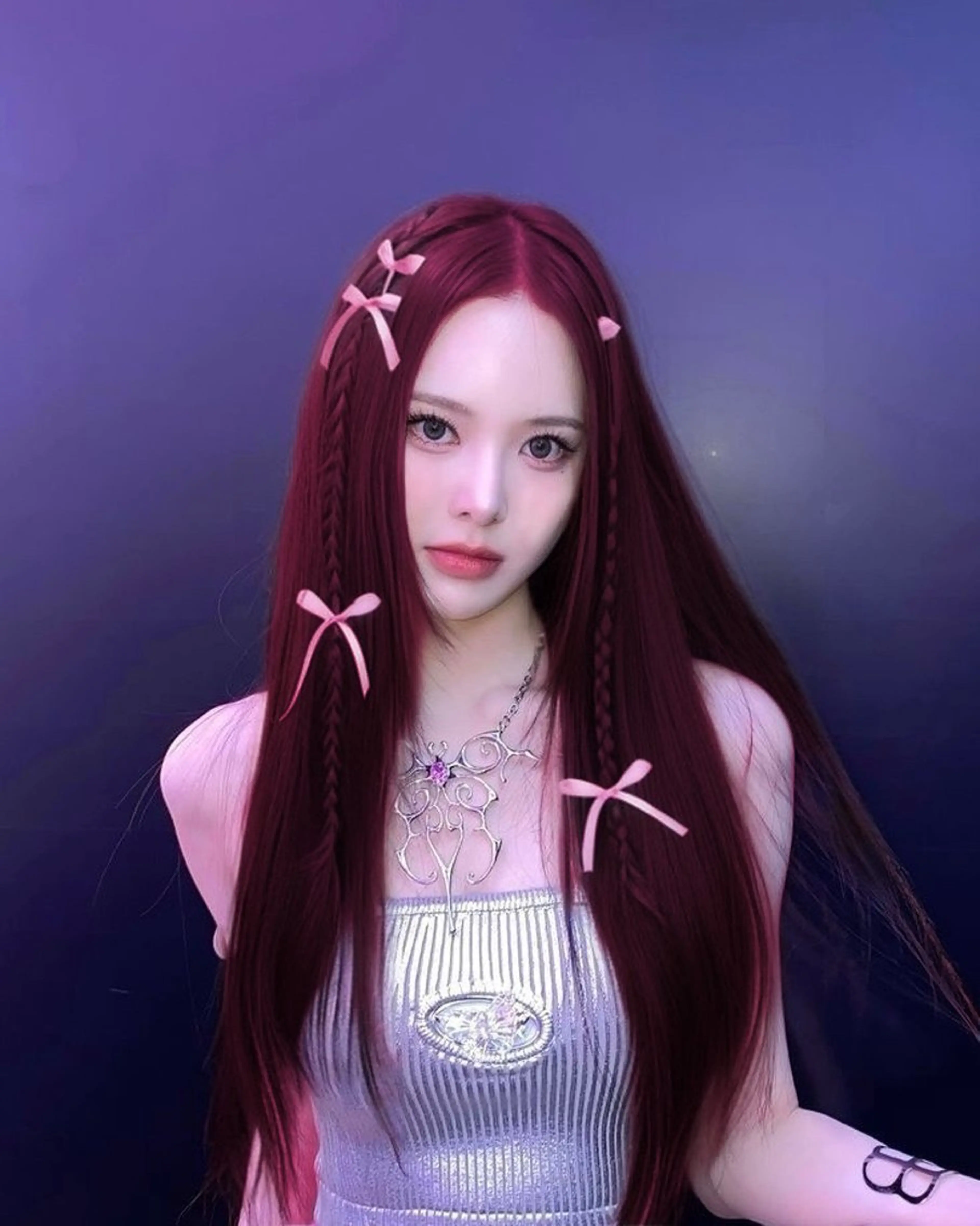 ロング カラー ヘアアレンジ ケアカラー ロング ヘアカラー 中韓🇰🇷暖色🖤 レイヤー🌙らいるのヘアスタイル