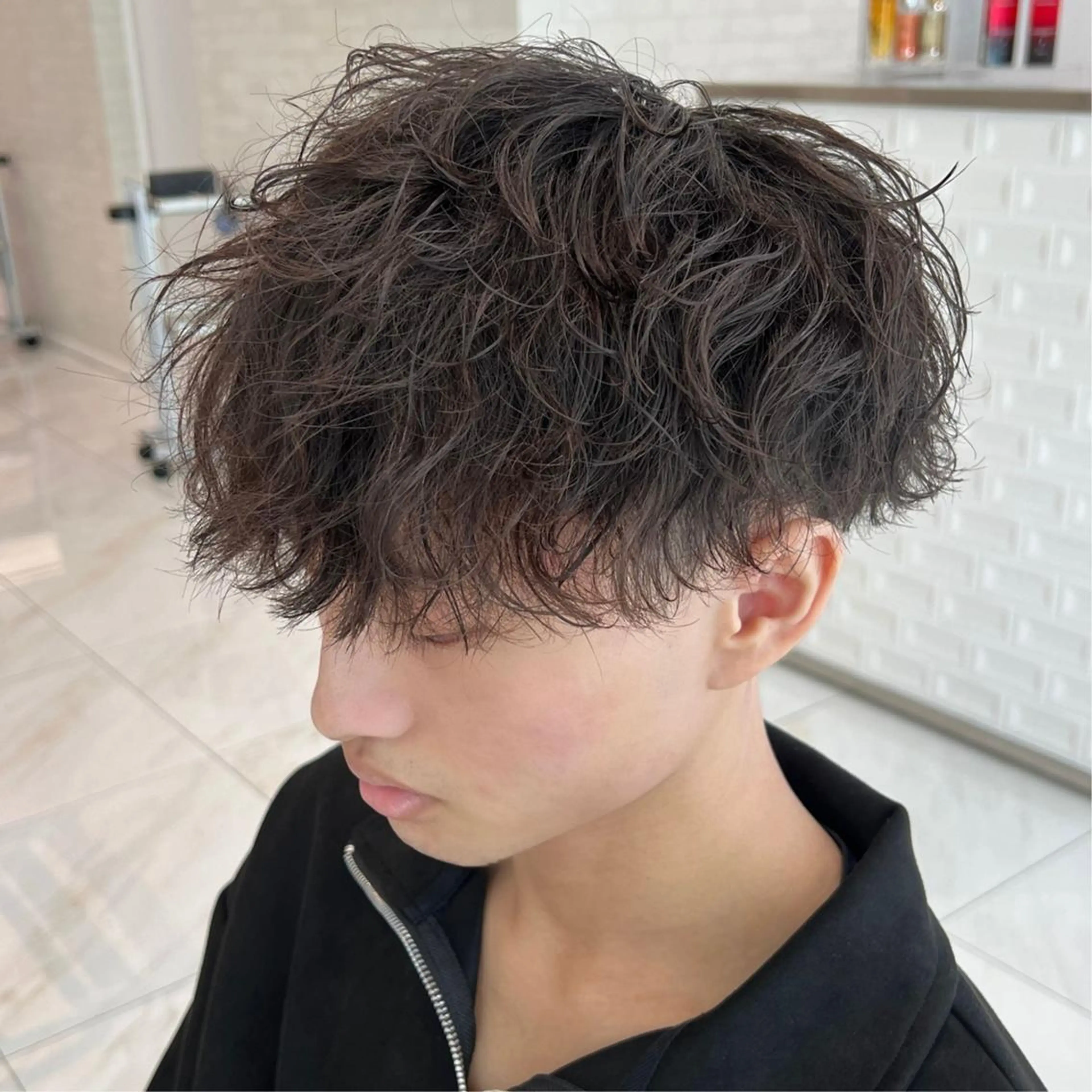 ショート パーマ メンズ メンズパーマ 若白髪ボカシ/パーマ 藤川時也のヘアスタイル