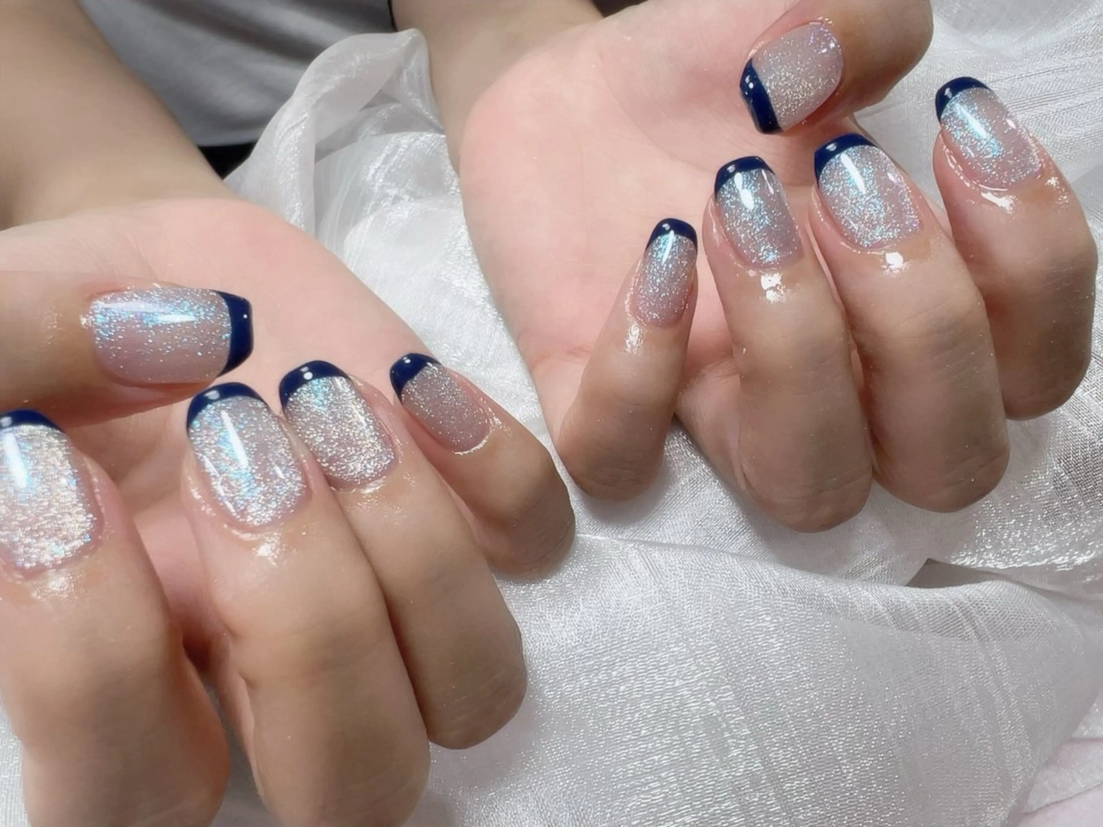 ネイル フレンチネイル マグネットネイル マグネットフレンチ ハンドネイル Nail NaNaのネイルデザイン