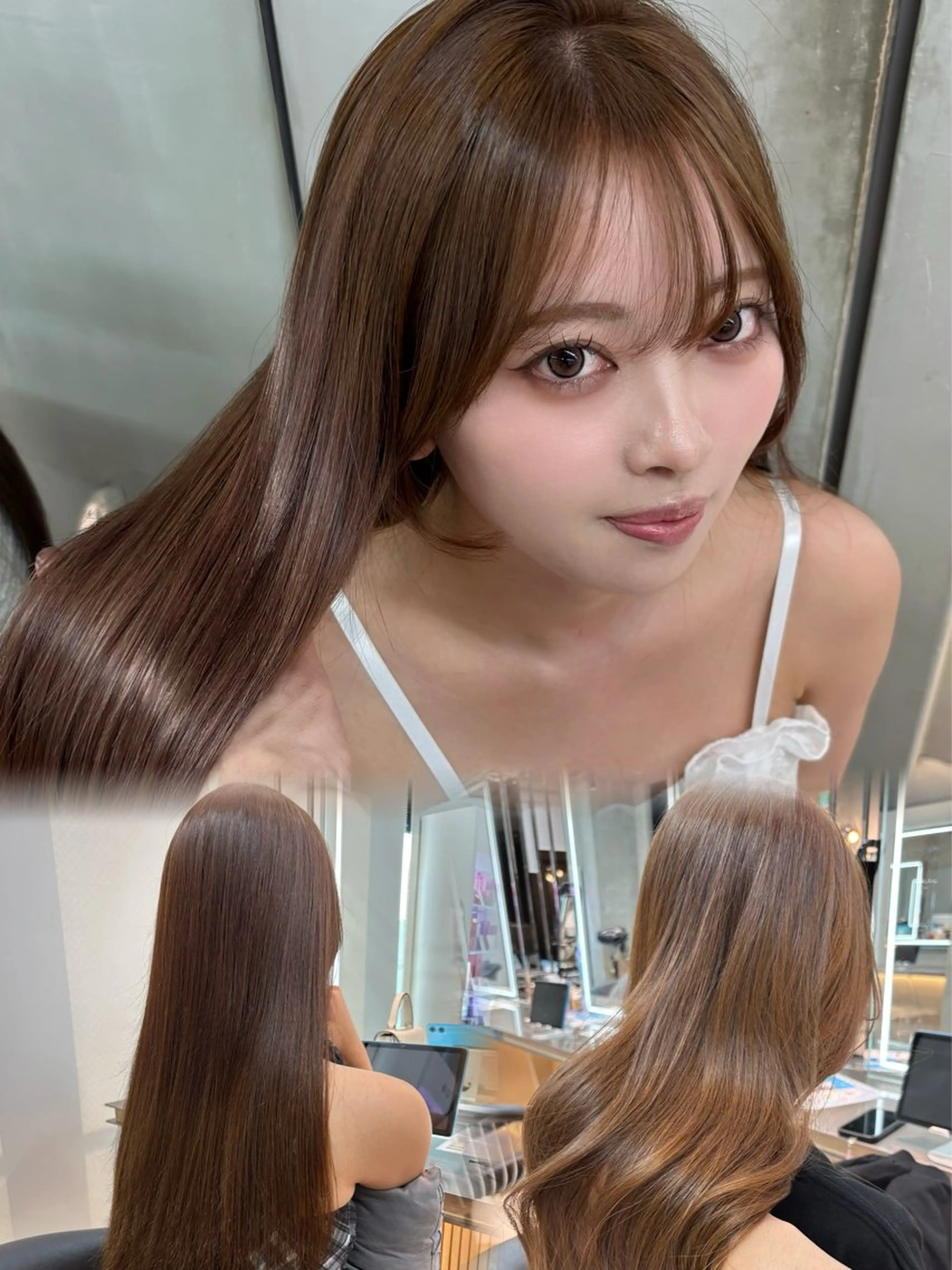 セミロング カラー ベージュカラー レイヤーカット 縮毛矯正 ヘアカラー 縮毛矯正 トリートメント 【美髪矯正) 吉村　清志のヘアスタイル