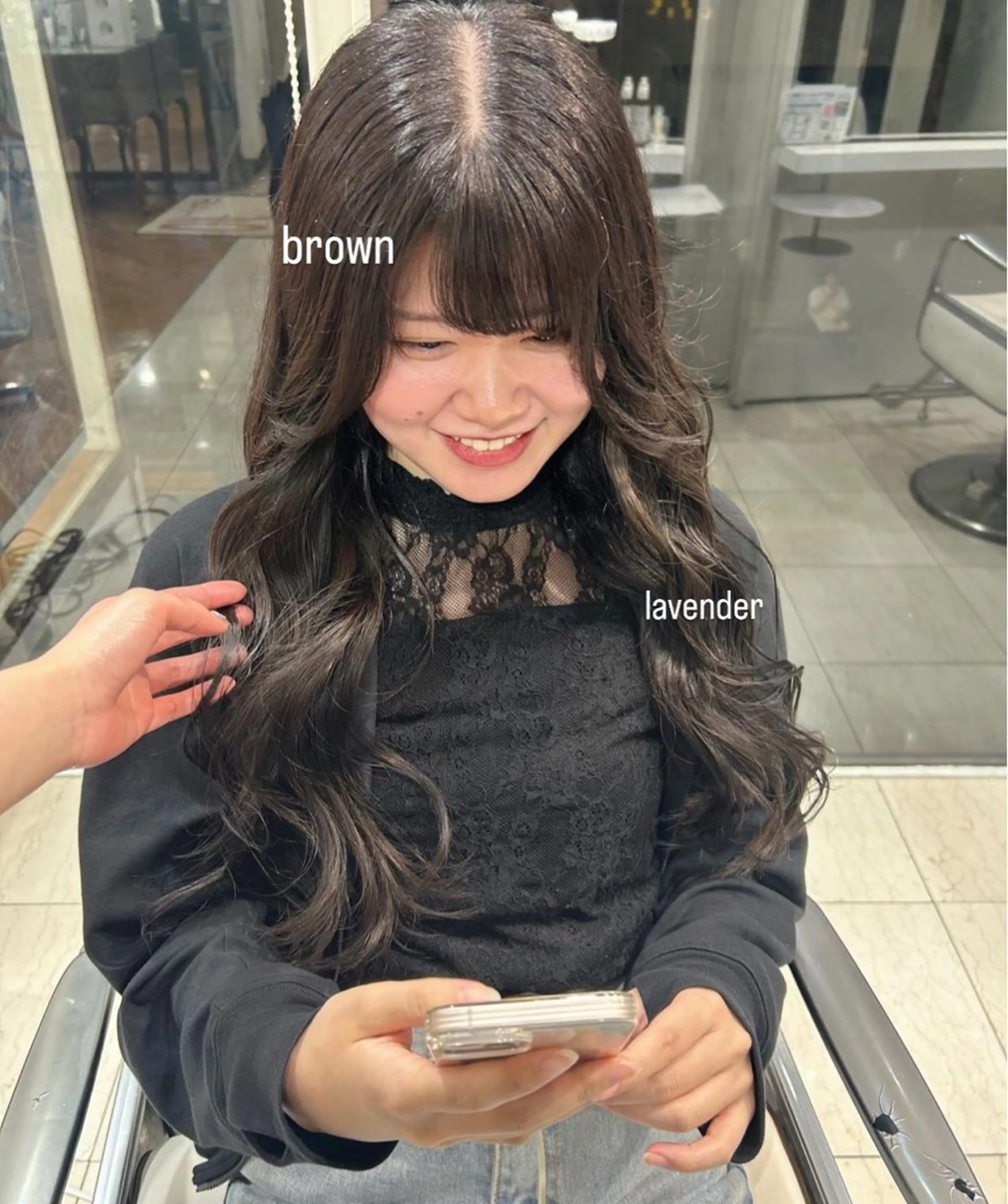 ロング カラー ブラウンカラー 透明感カラー ラベンダーカラー ヘアカラー ありむらもえ/ インナーカラーのヘアスタイル