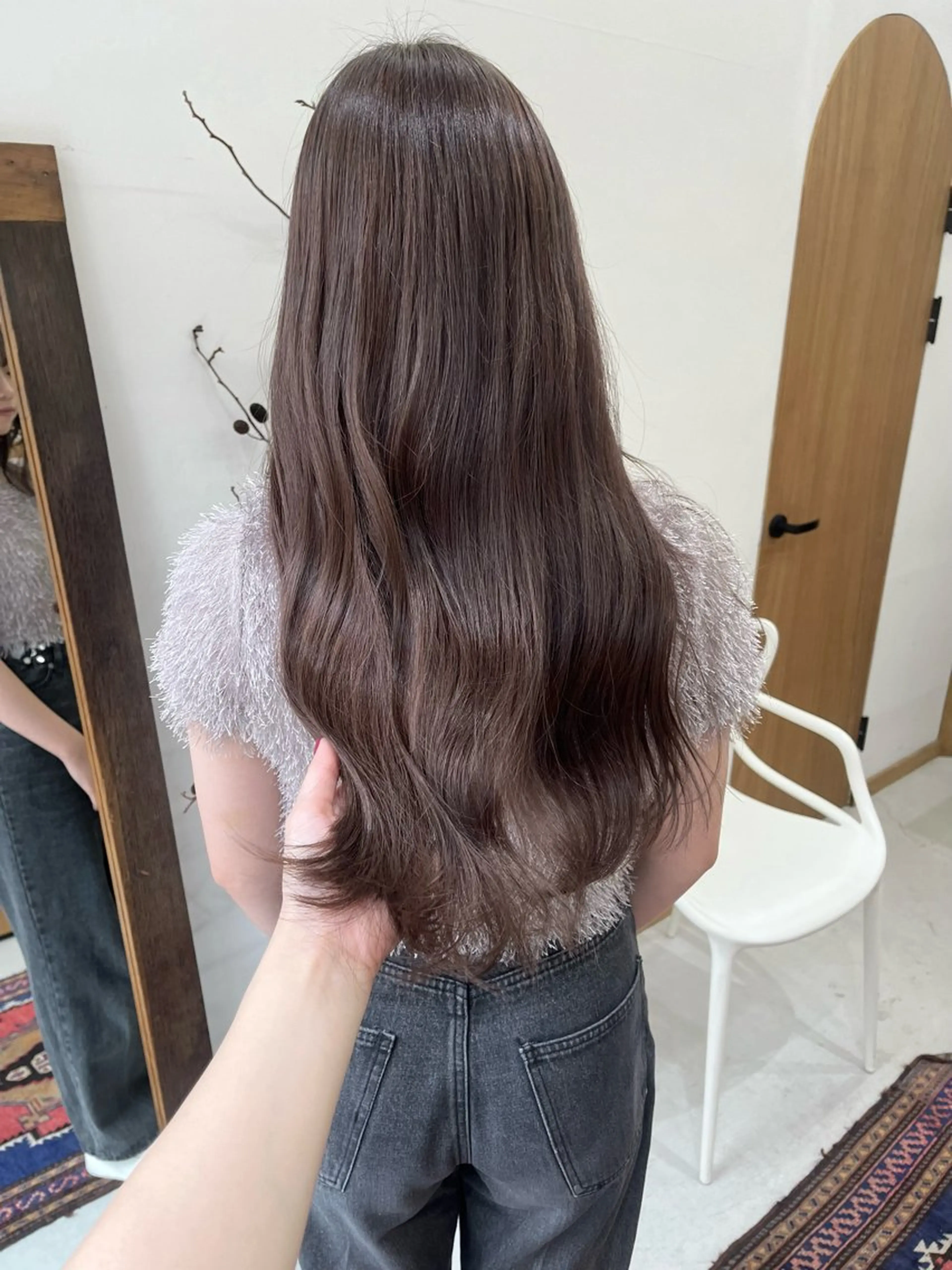 ロング カラー ヘアアレンジ ブリーチ ダブルカラー ラベンダーカラー ブリーチなしカラー カット ヘアカラー トリートメント ena/ブリーチなし 暖色・ベージュ🎀のヘアスタイル