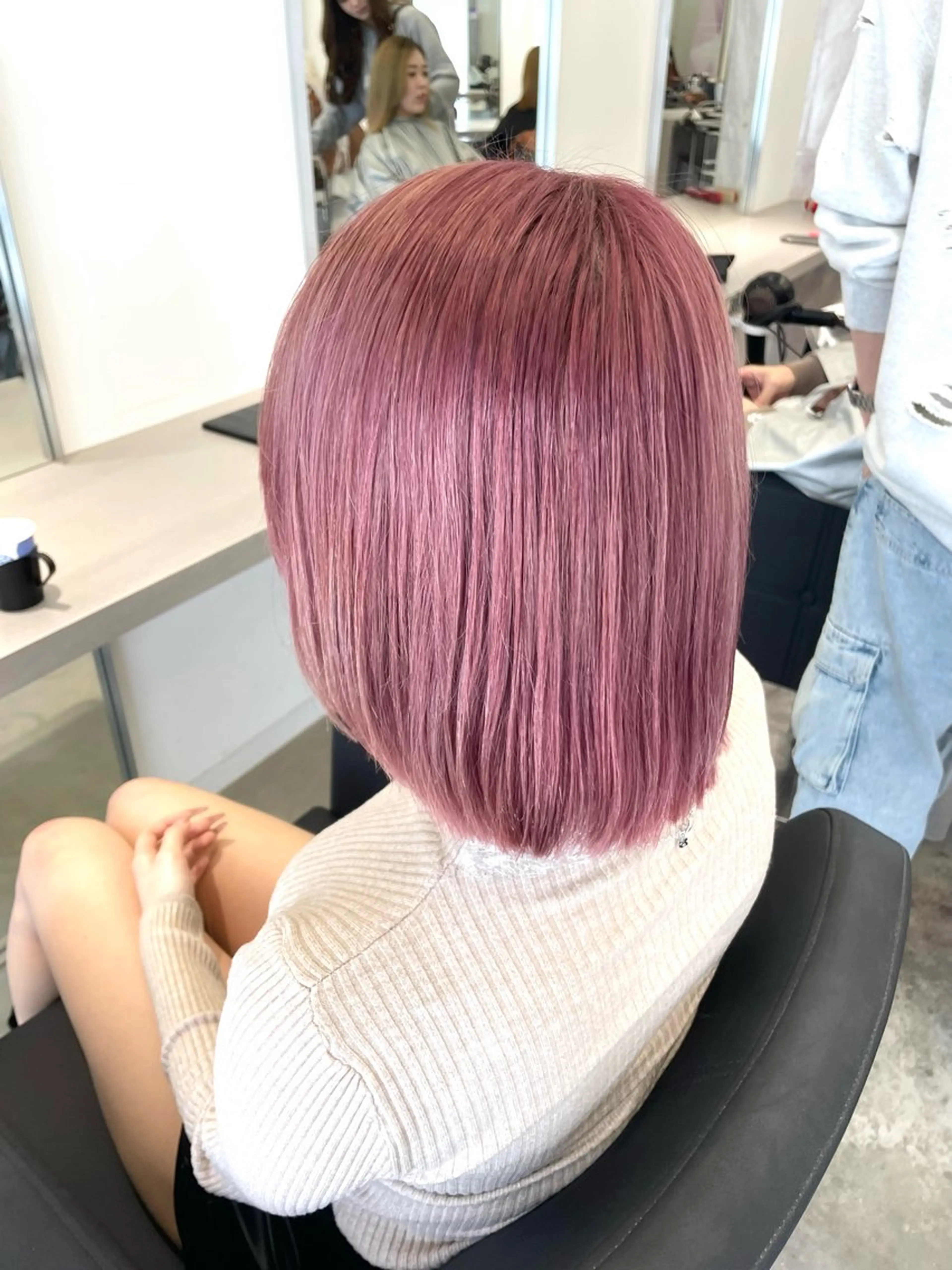 ショート カラー ピンクカラー ヘアカラー トリートメント ブリーチ＆波巻パーマ /飯牟田/GEAR.のヘアスタイル