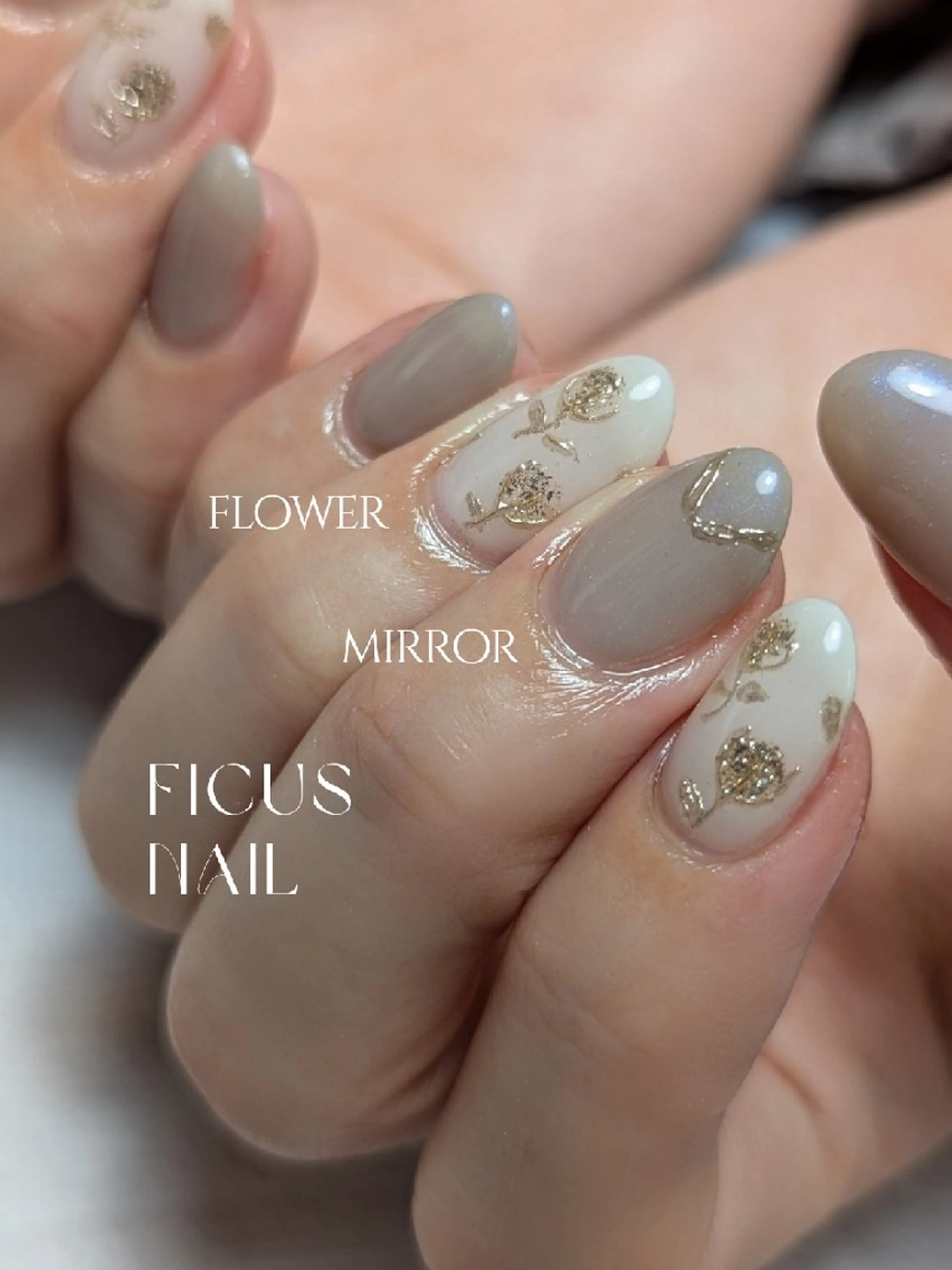 ネイル フラワーネイル ミラーネイル オフィスネイル ショートネイル シンプルネイル ハンドネイル ficus nailのネイルデザイン