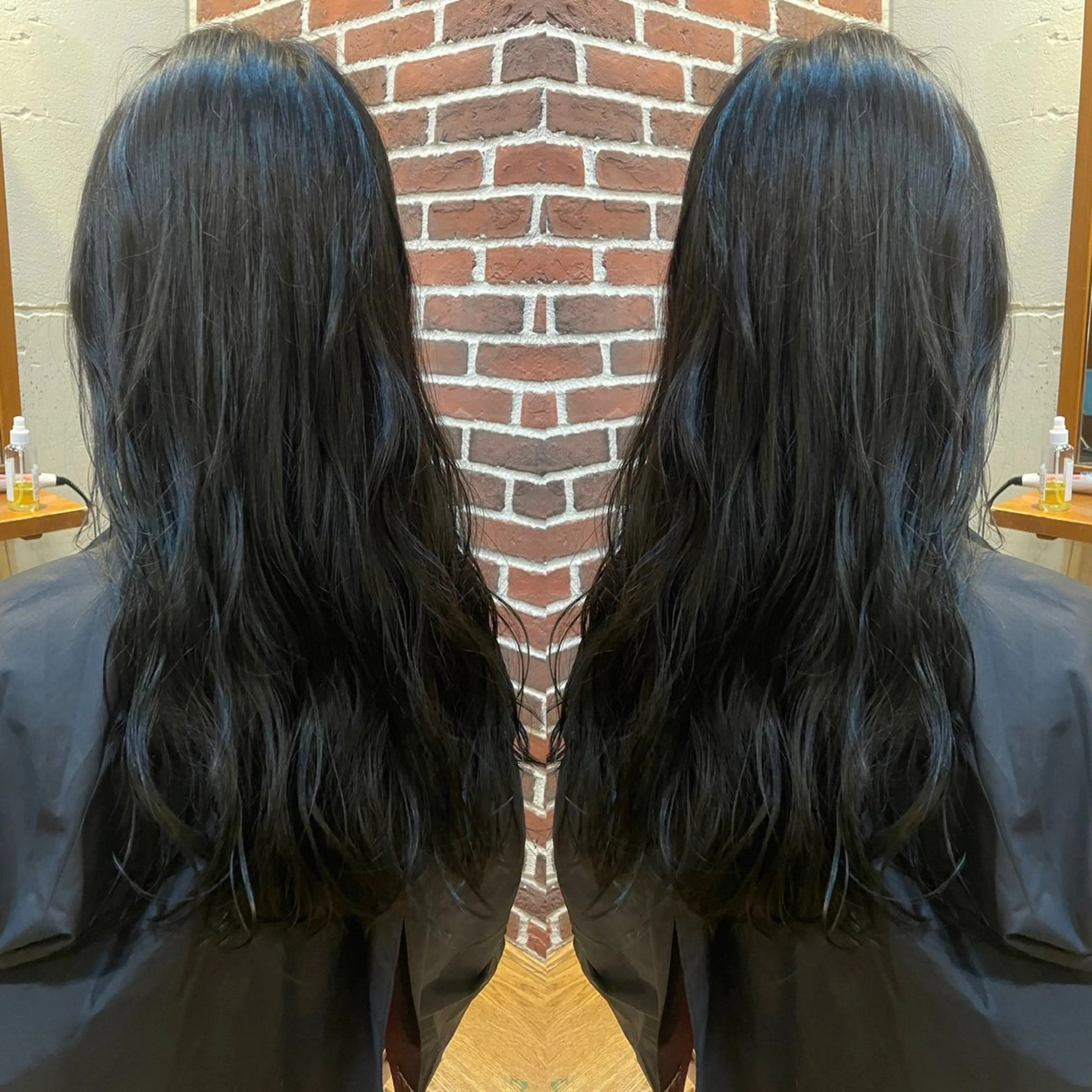 ロング カラー 黒髪 ブルーカラー ブルーブラック blanc hair eyelash所属・髪質改善 blanchairのヘアスタイル