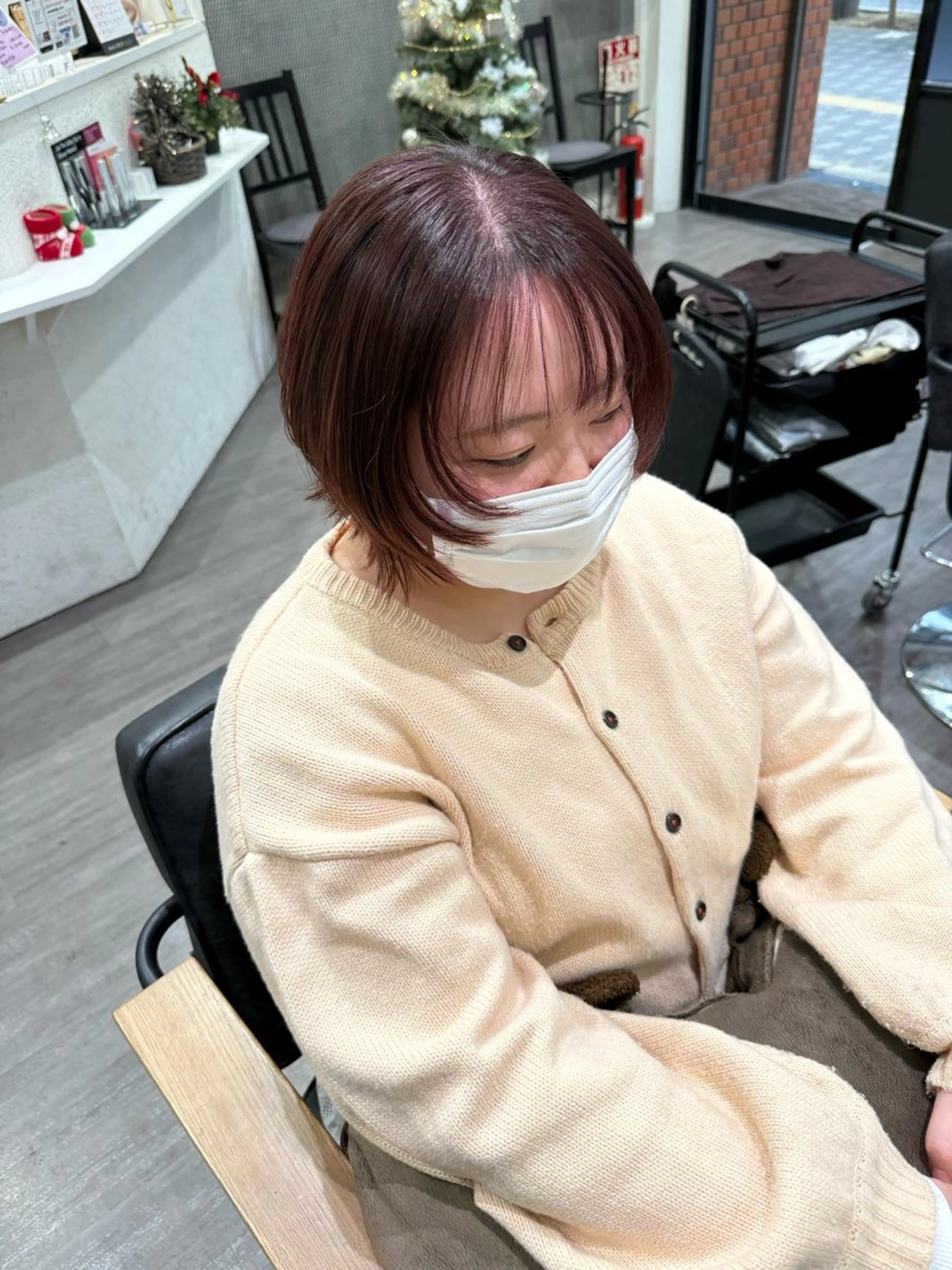 ショート カラー ボブレイヤー ボブ レイヤーカット ヘアカラー トリートメント 艶髪レイヤー上田 紗也🇰🇷💗のヘアスタイル