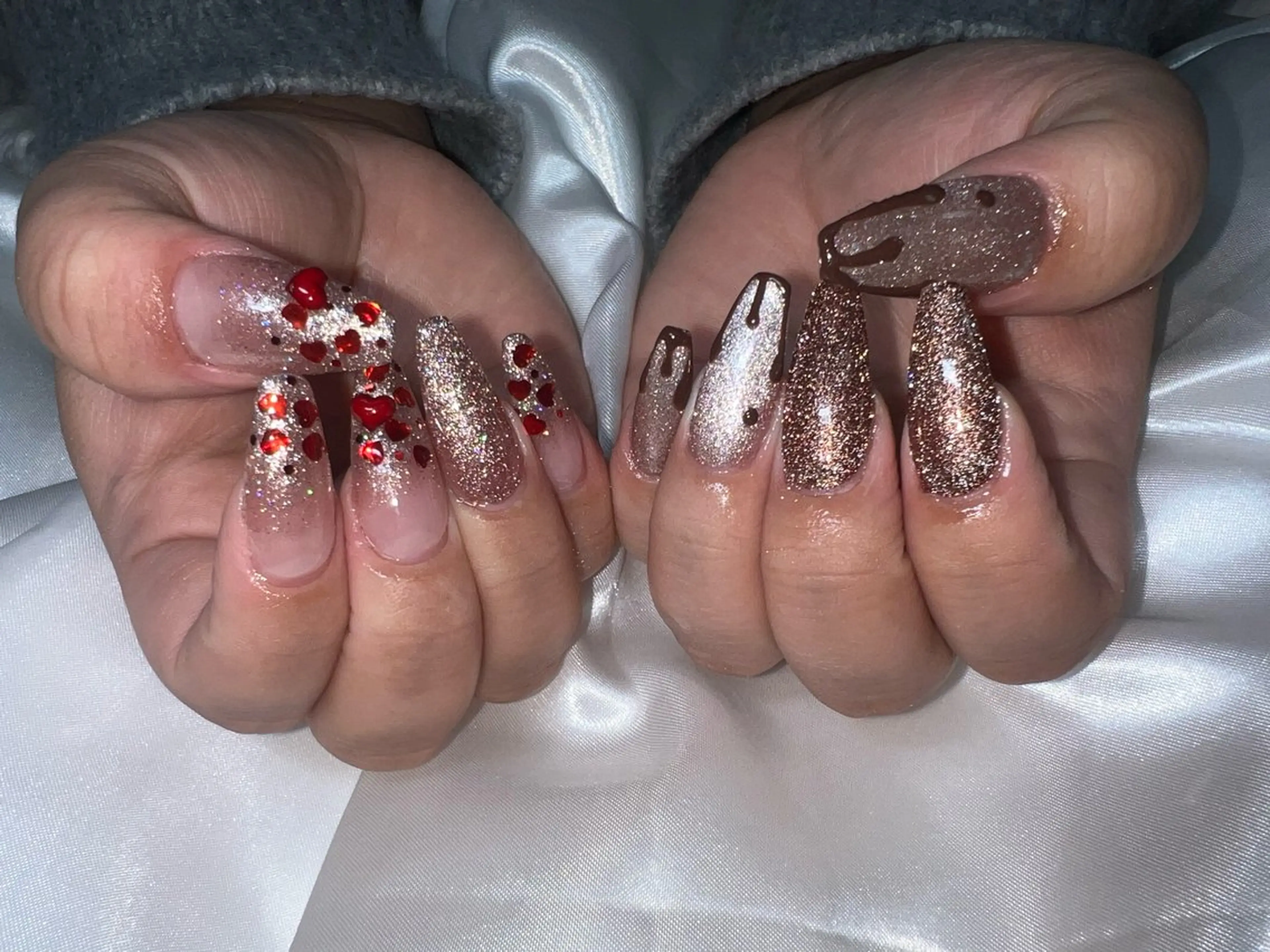 ネイル フラッシュネイル バレンタイン ハンドネイル Ruana Nailのネイルデザイン