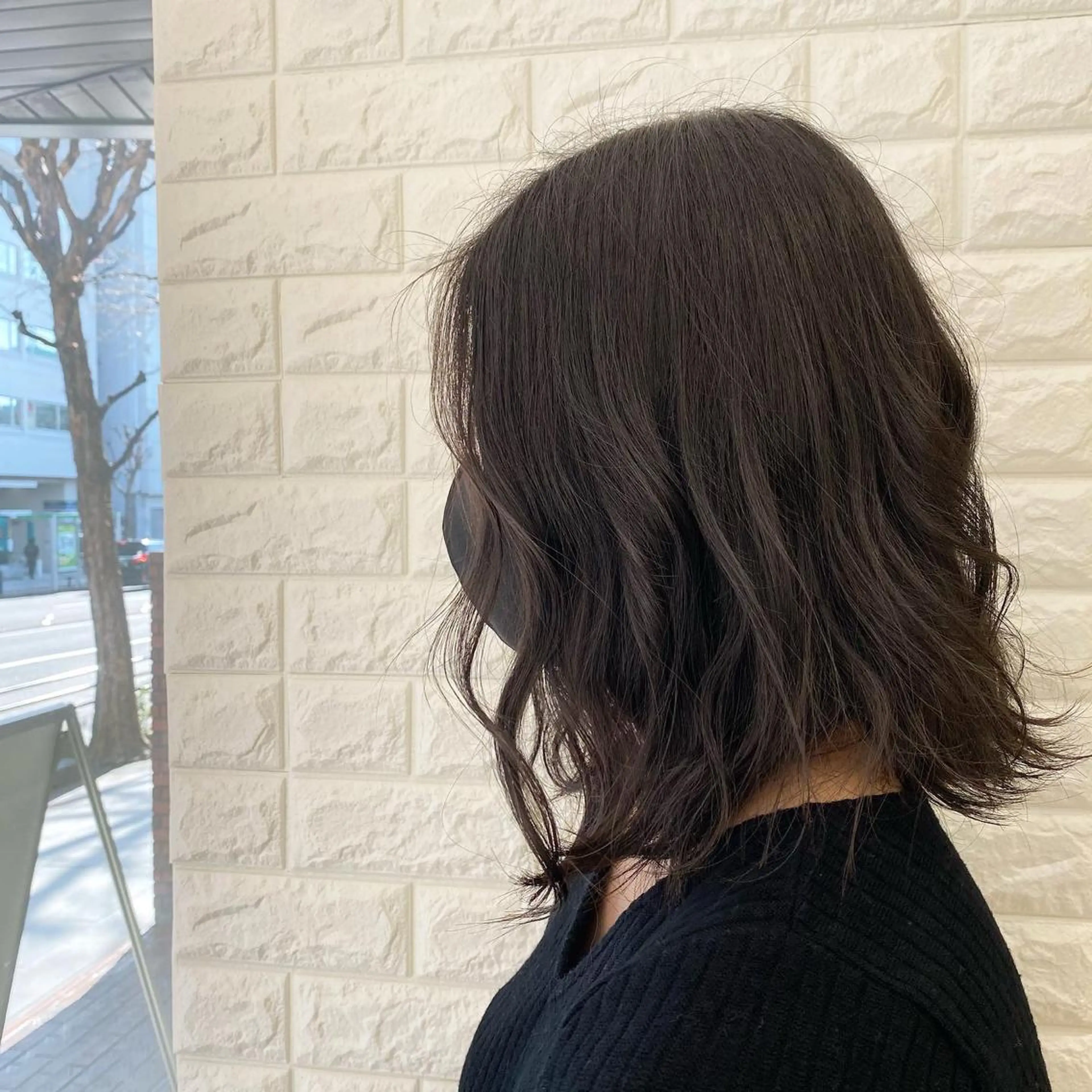カラー グレージュ 韓国ヘア レイヤーカットのヘアスタイル