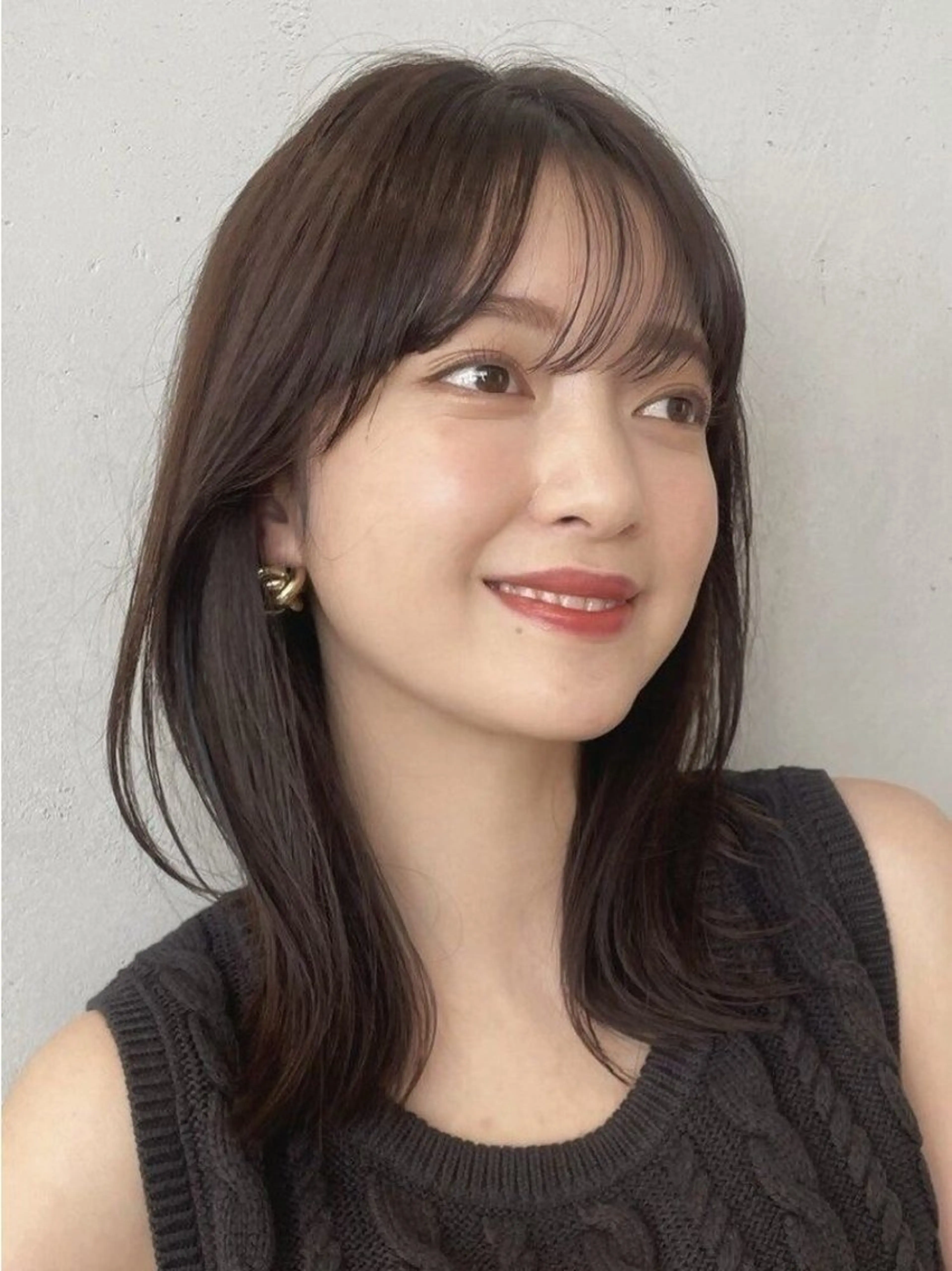 ミディアム カラー パーマ レイヤー/グレージュ 赤み消し/コウスケのヘアスタイル