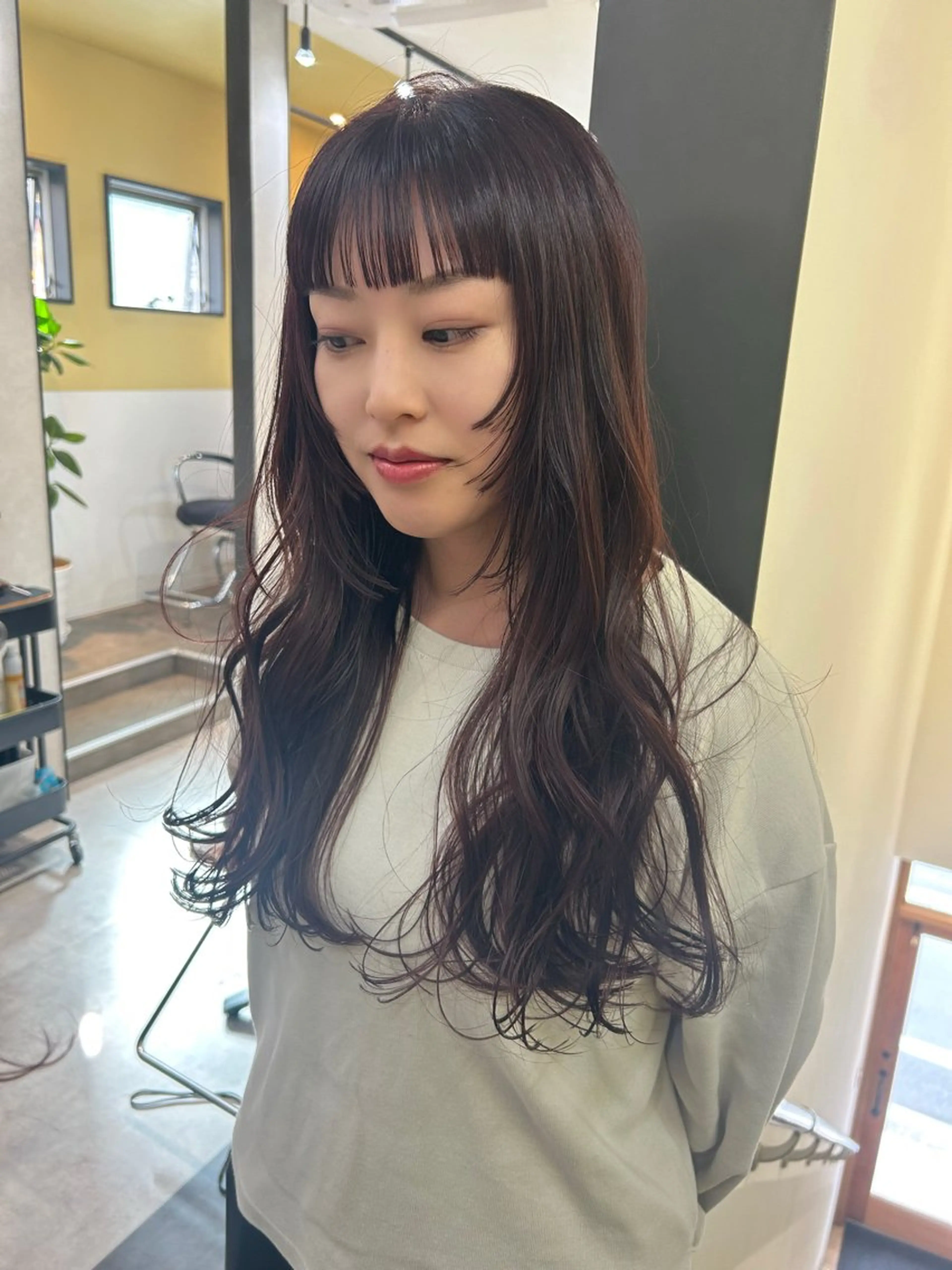 ロング カラー ブリーチ ブラウンカラー ブリーチなしカラー レッドカラー レッドブラウン カット ヘアカラー トリートメント hub hair レイヤー/透明感のヘアスタイル