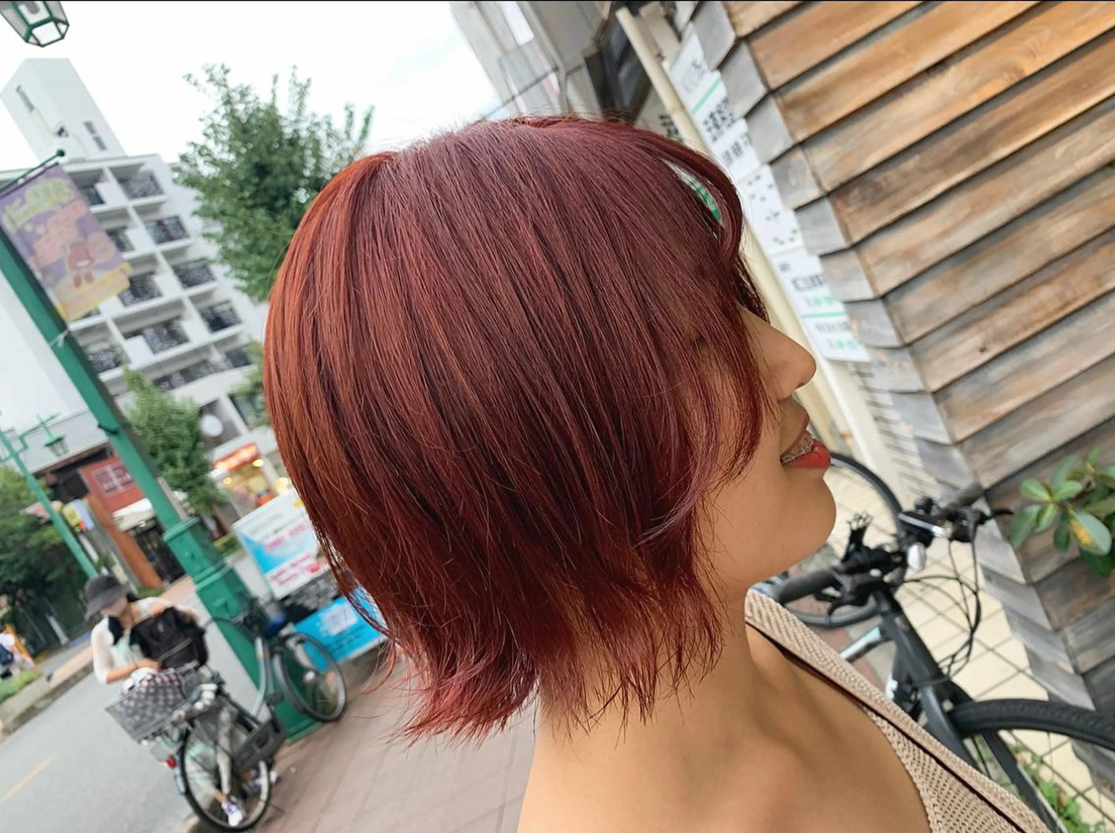 ミディアム カラー カシス オレンジ あべ ゆうかのヘアスタイル