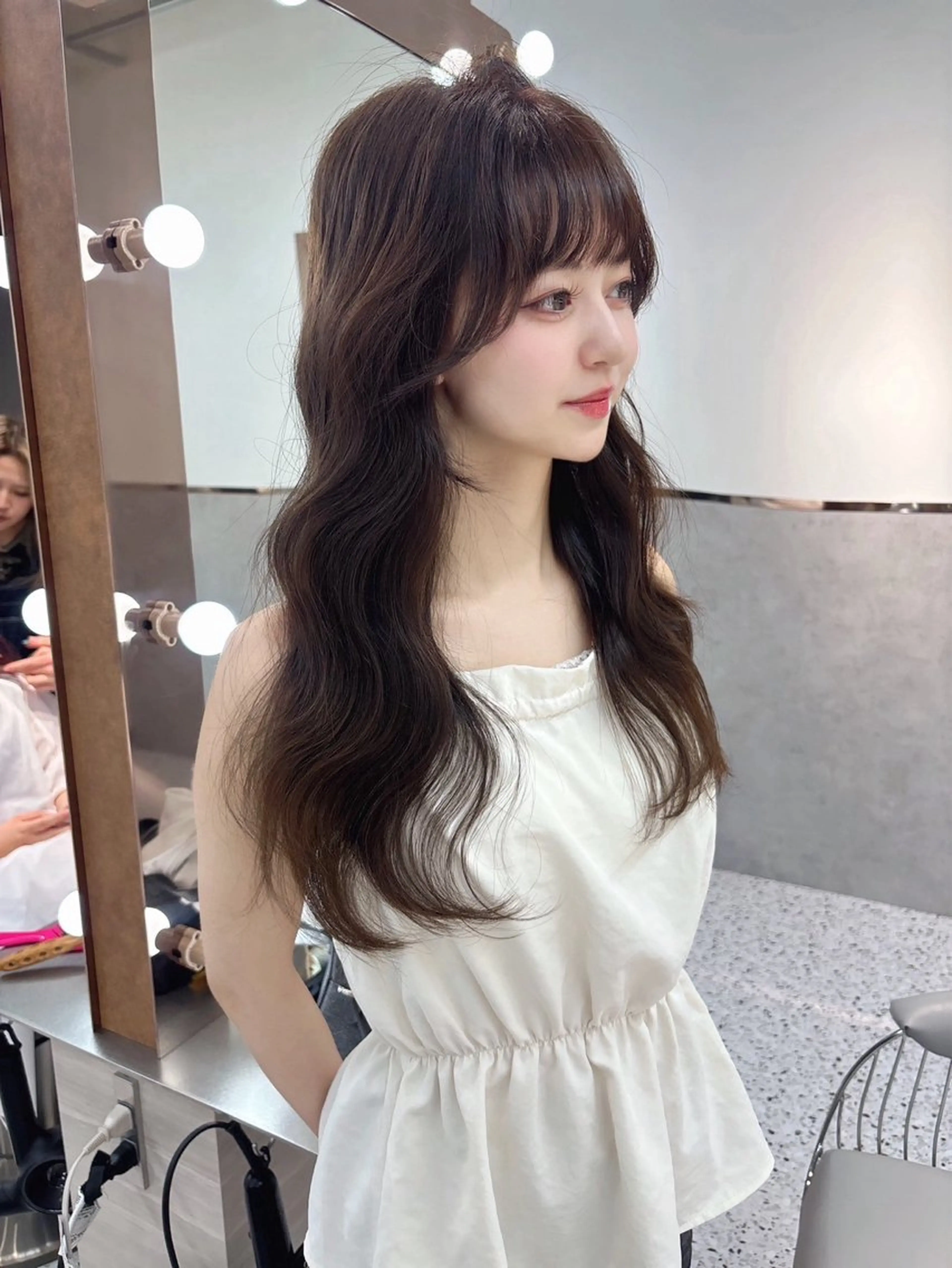 ロング カット ヘアカラー トリートメント Lond mare レイヤーカット/韓国のヘアスタイル
